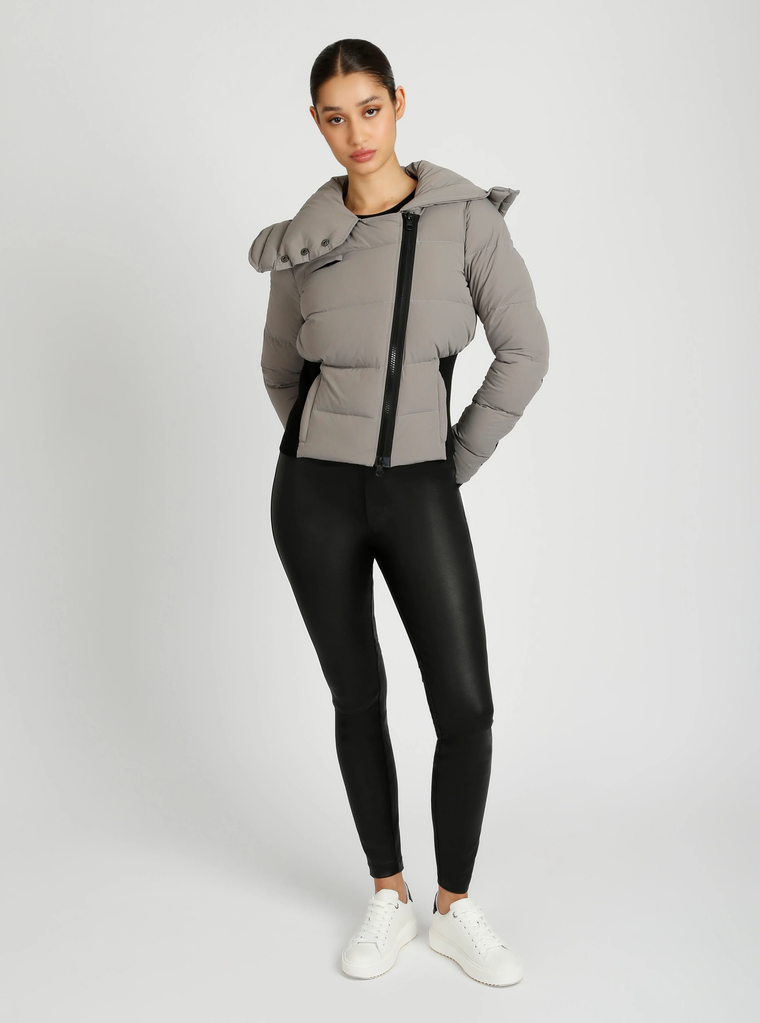Asymmetrical Down Filled Puffer Jacket w/Waist Detail - 3 colors -FINAL SALE - Image 14