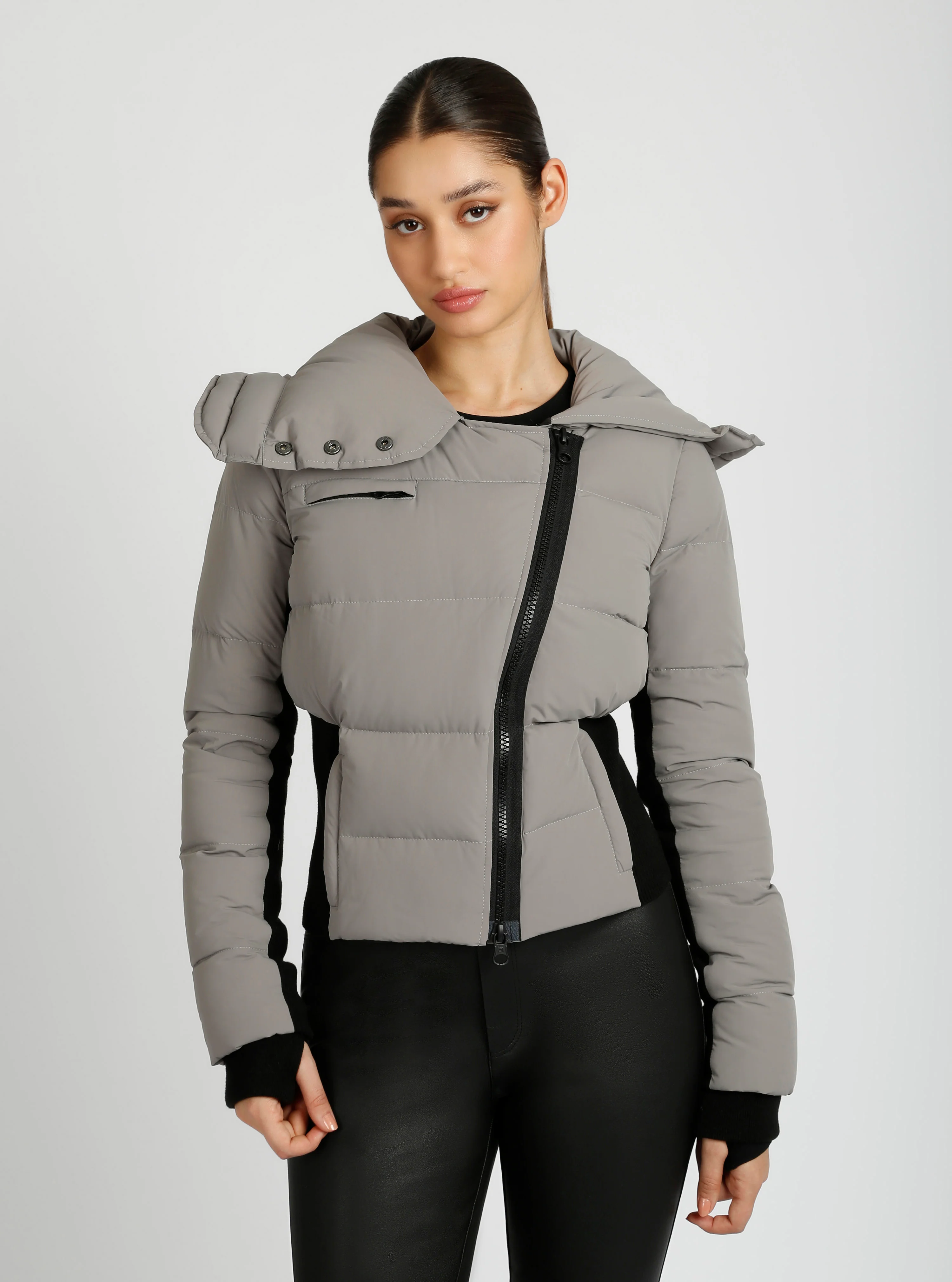 Asymmetrical Down Filled Puffer Jacket w/Waist Detail - 3 colors -FINAL SALE - Image 15