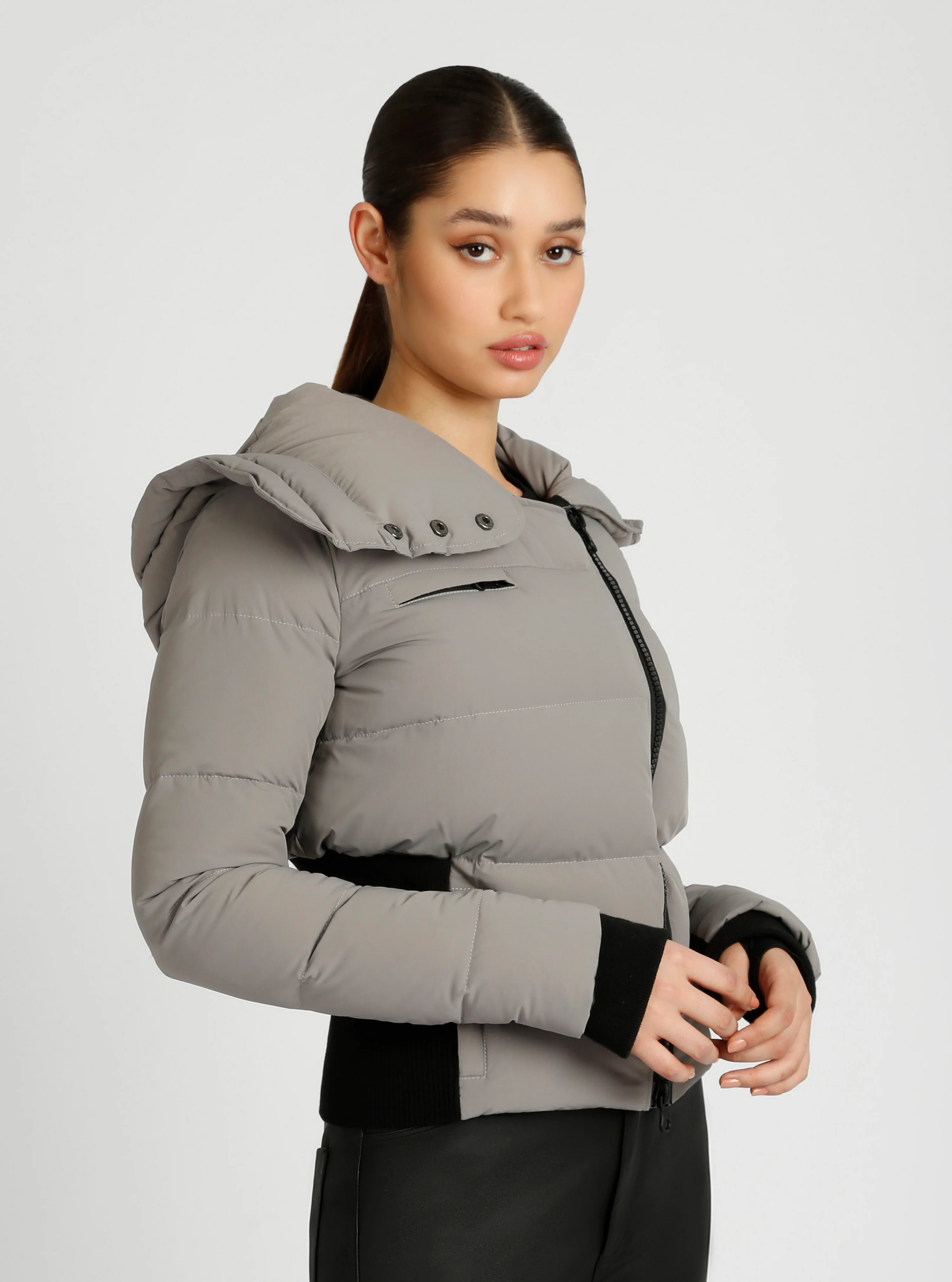 Asymmetrical Down Filled Puffer Jacket w/Waist Detail - 3 colors -FINAL SALE - Image 17