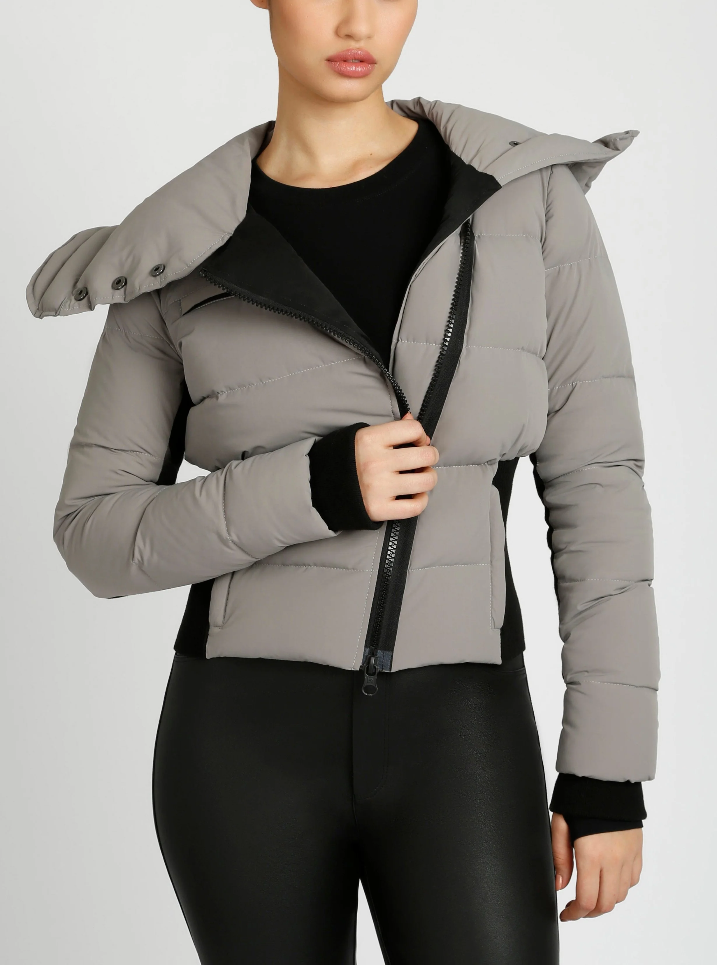 Asymmetrical Down Filled Puffer Jacket w/Waist Detail - 3 colors -FINAL SALE - Image 2