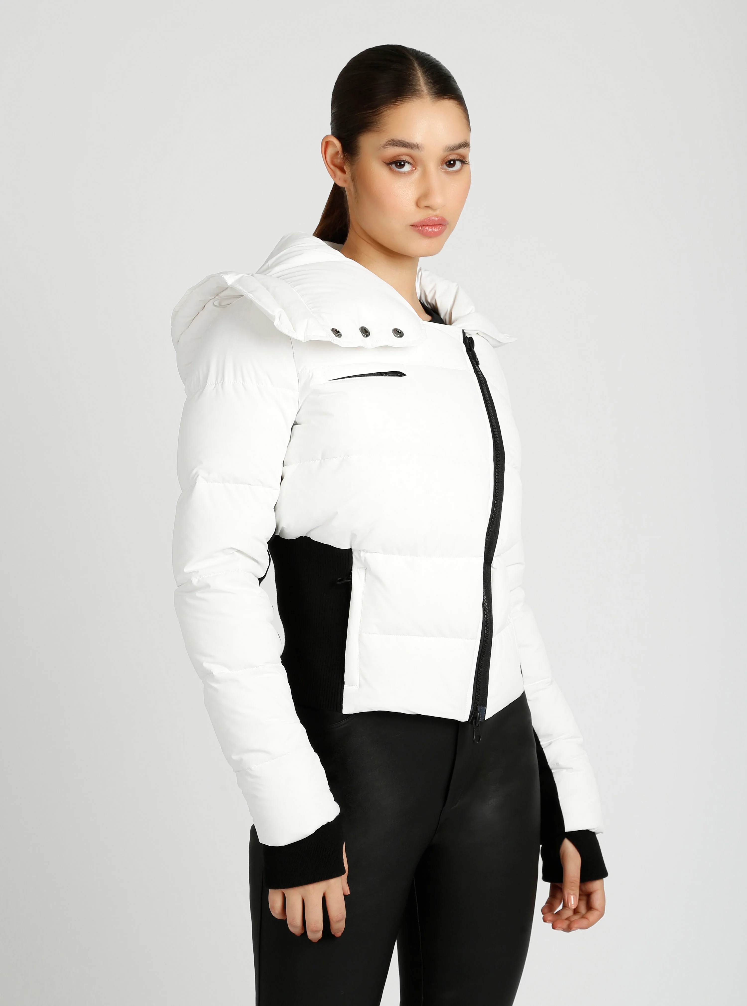 Asymmetrical Down Filled Puffer Jacket w/Waist Detail - 3 colors -FINAL SALE - Image 4