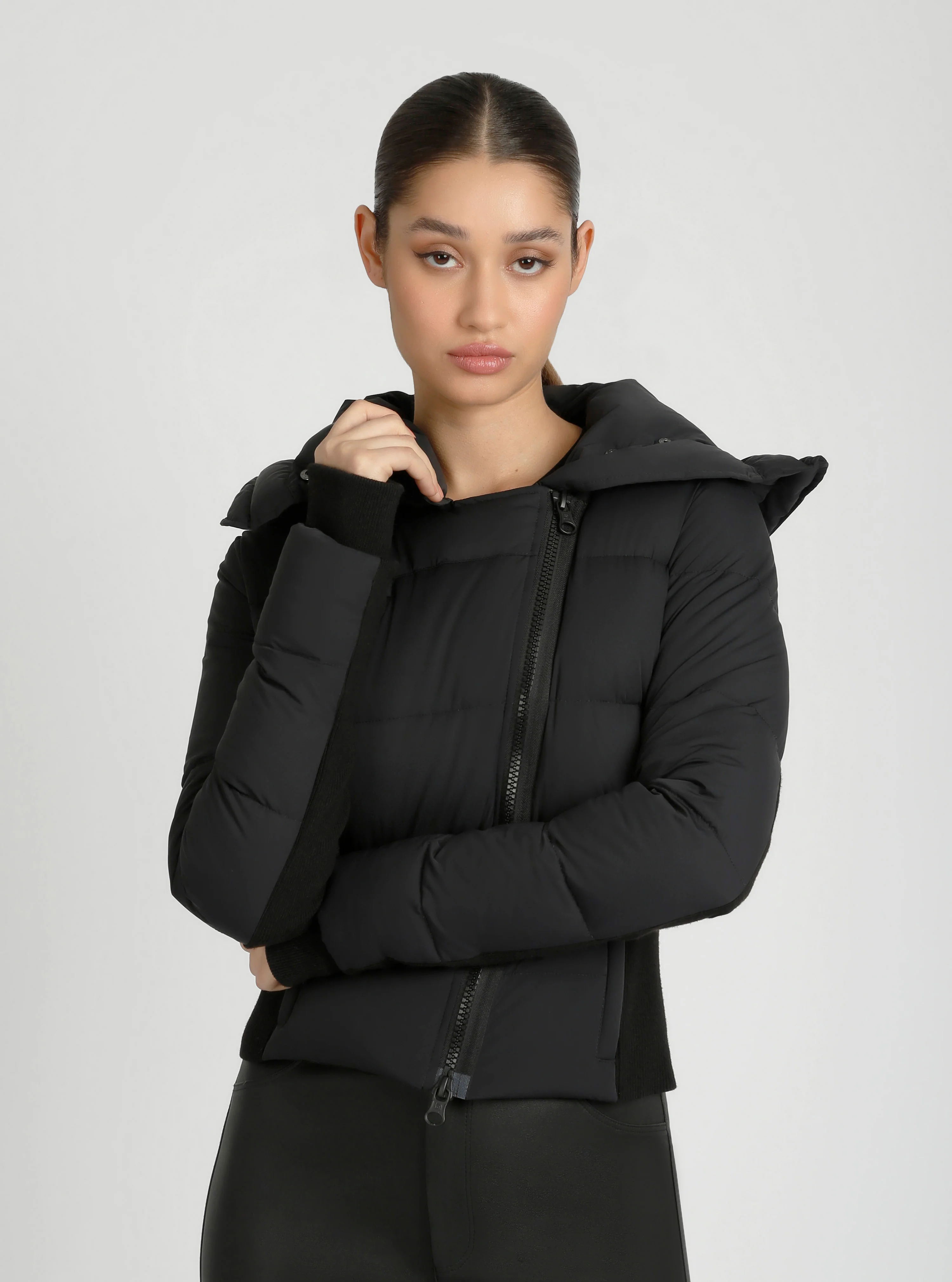 Asymmetrical Down Filled Puffer Jacket w/Waist Detail - 3 colors -FINAL SALE - Image 6