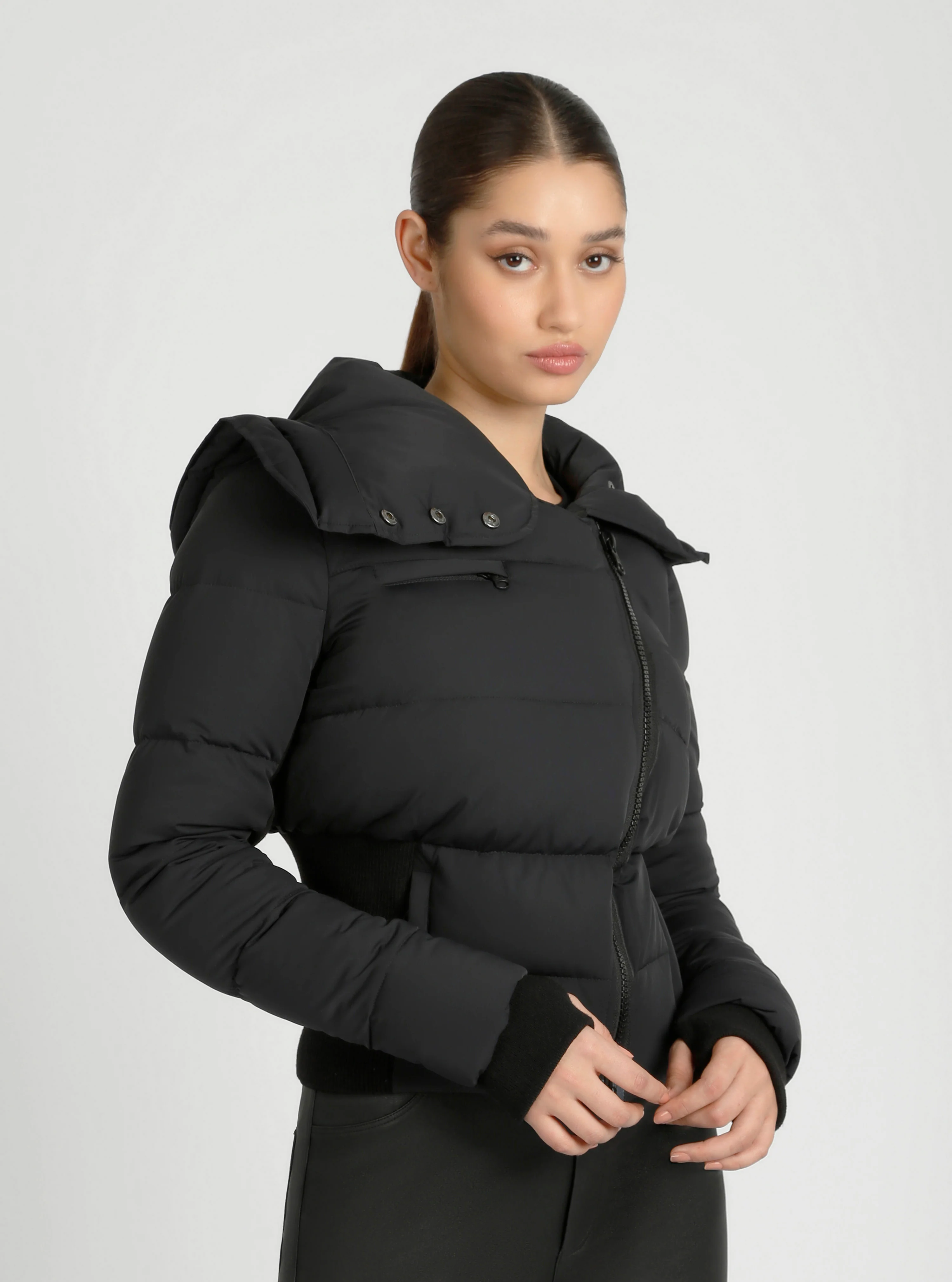 Asymmetrical Down Filled Puffer Jacket w/Waist Detail - 3 colors -FINAL SALE - Image 7