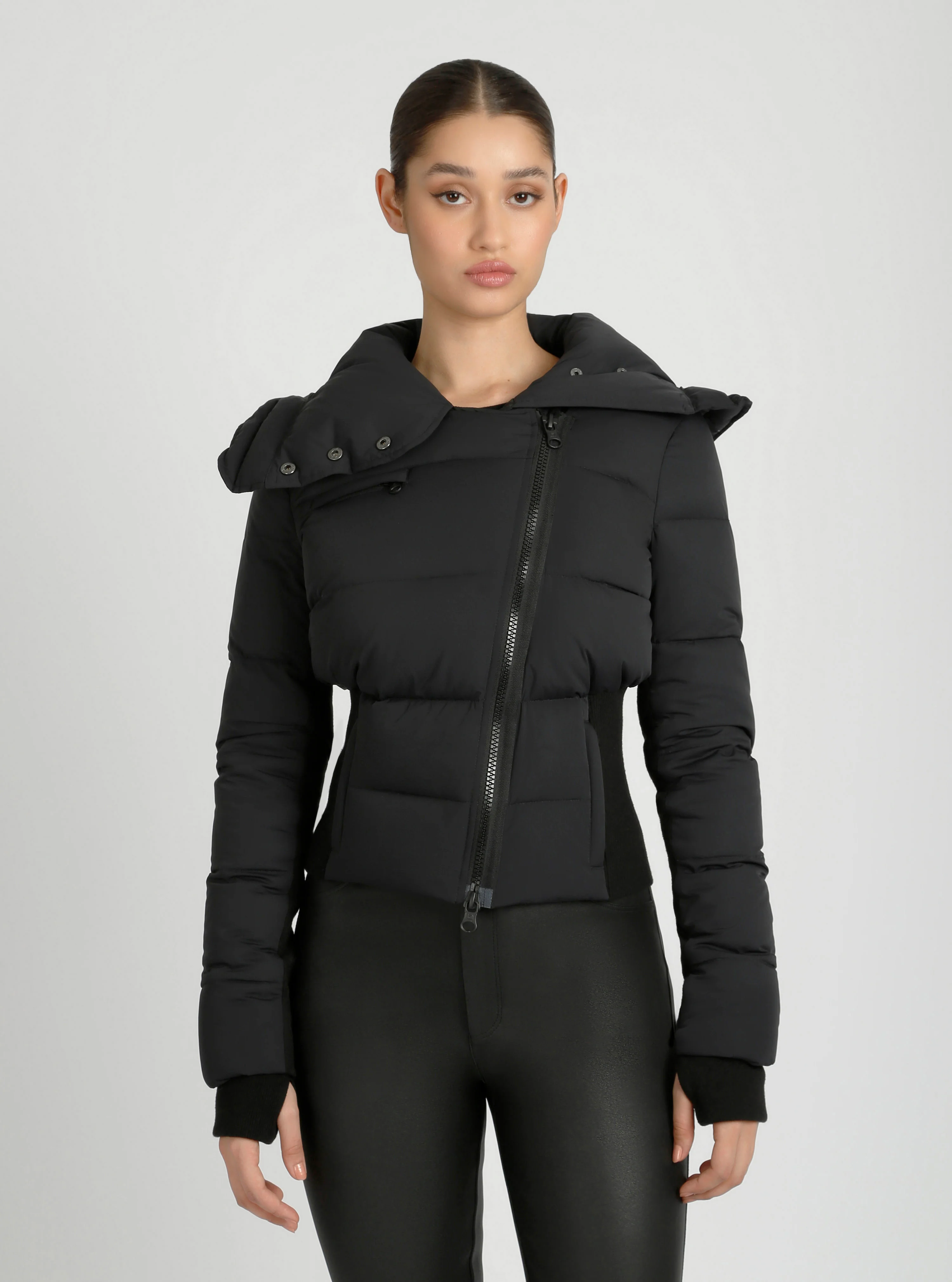 Asymmetrical Down Filled Puffer Jacket w/Waist Detail - 3 colors -FINAL SALE - Image 8