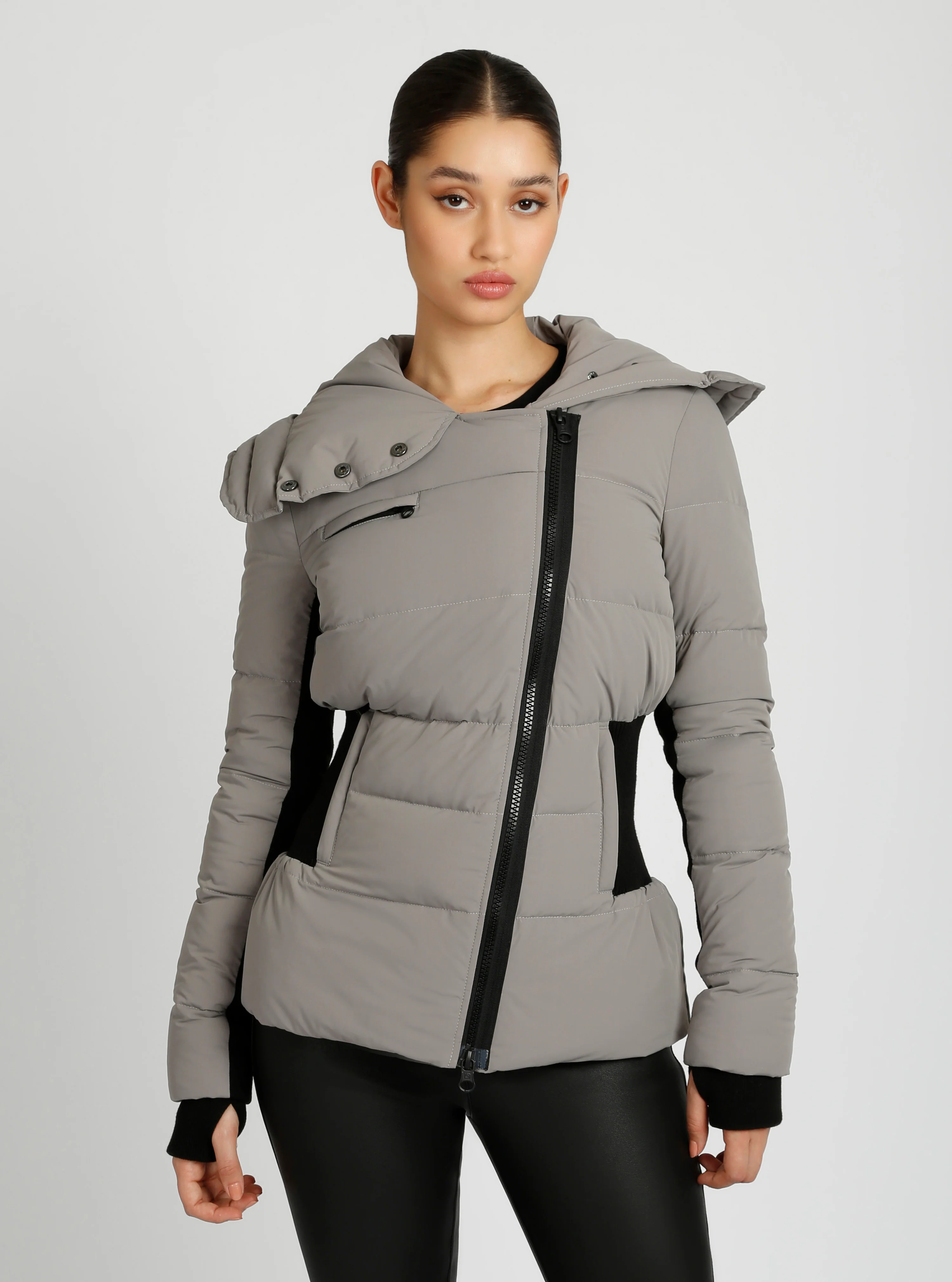 Asymmetrical Mid Puffer Waist Cinch Down Filled Parka - 3 colors -FINAL SALE - Image 12