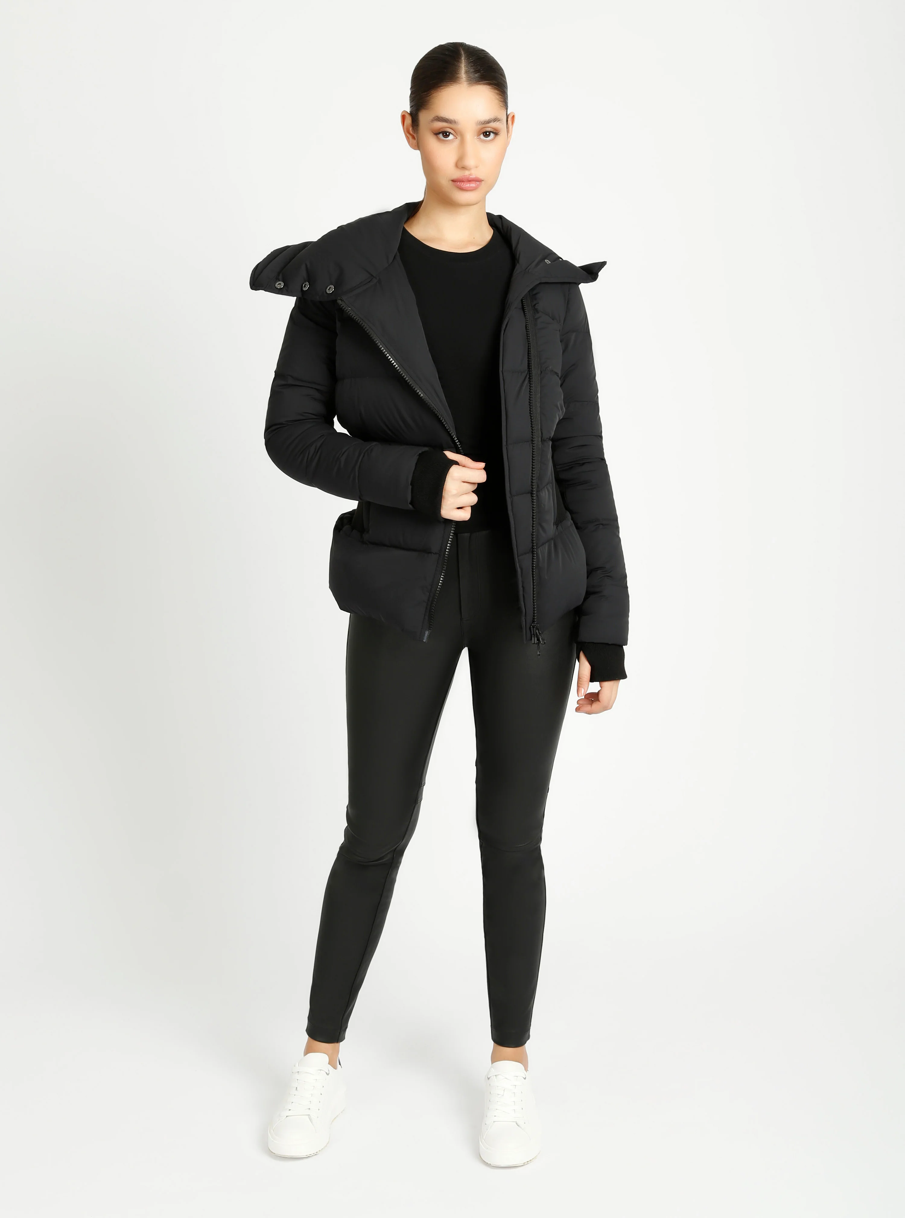 Asymmetrical Mid Puffer Waist Cinch Down Filled Parka - 3 colors -FINAL SALE - Image 13