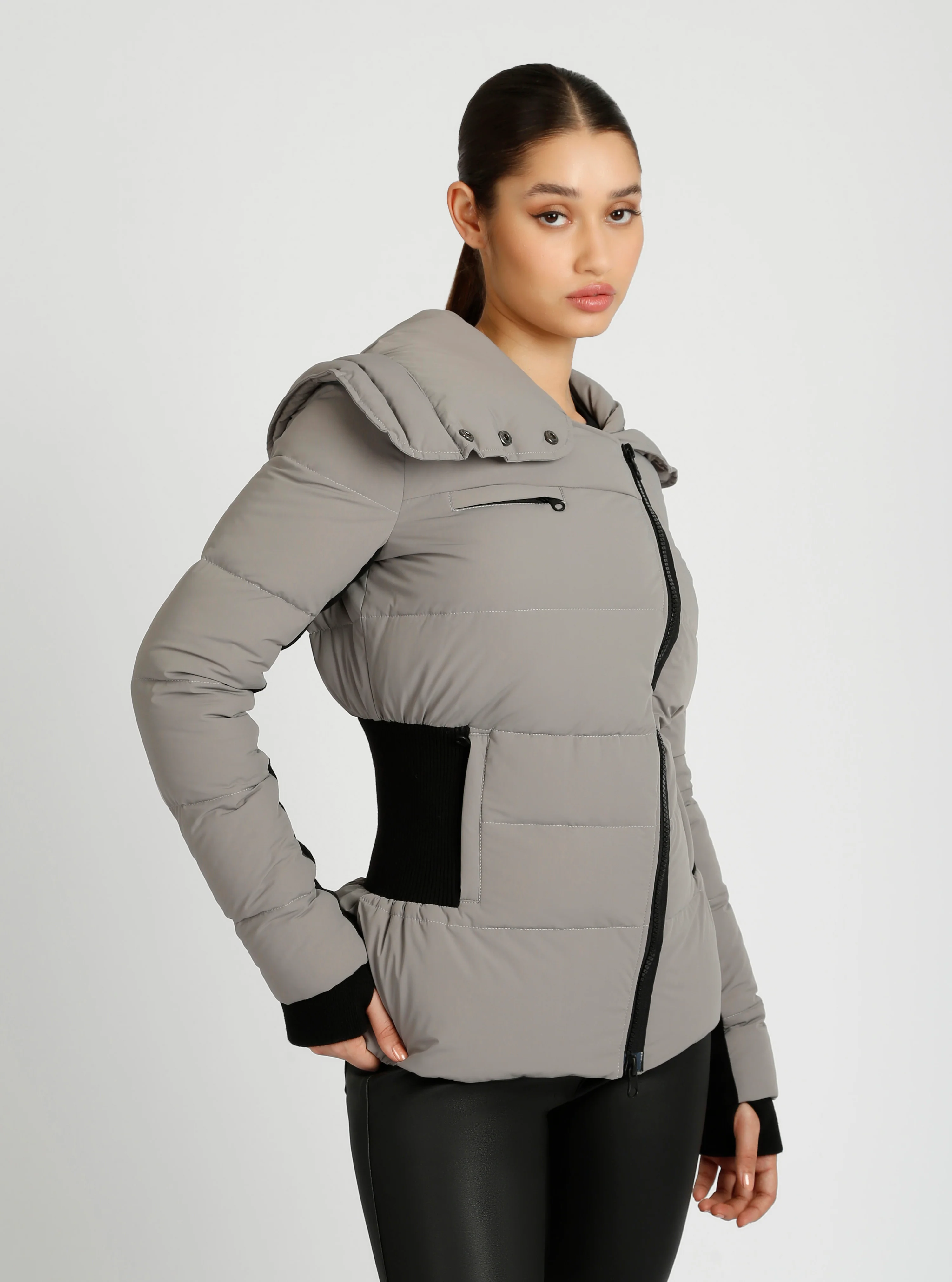 Asymmetrical Mid Puffer Waist Cinch Down Filled Parka - 3 colors -FINAL SALE - Image 15