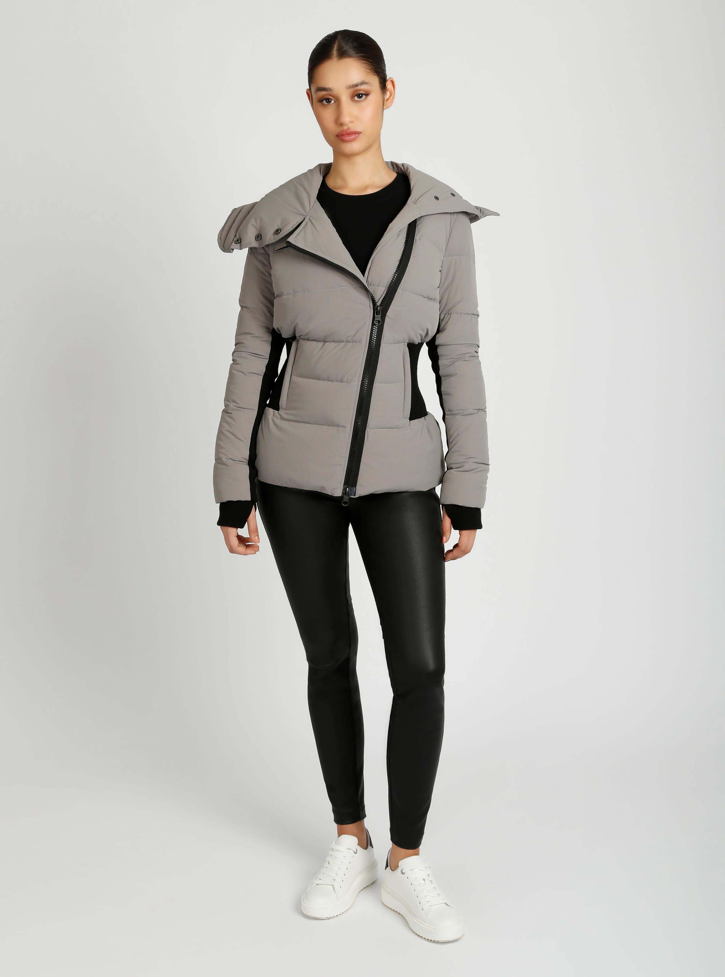 Asymmetrical Mid Puffer Waist Cinch Down Filled Parka - 3 colors -FINAL SALE - Image 17