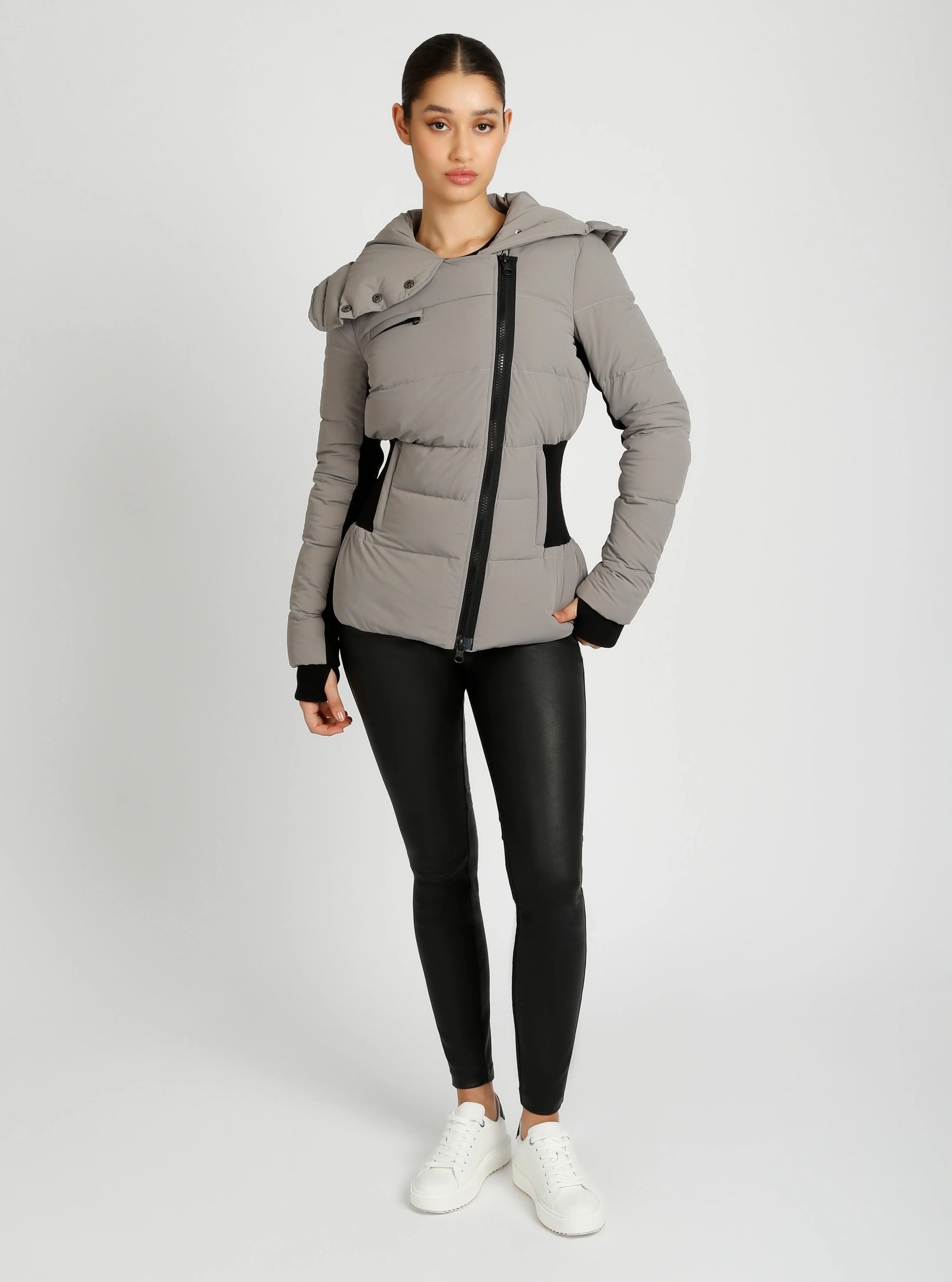 Asymmetrical Mid Puffer Waist Cinch Down Filled Parka - 3 colors -FINAL SALE - Image 18