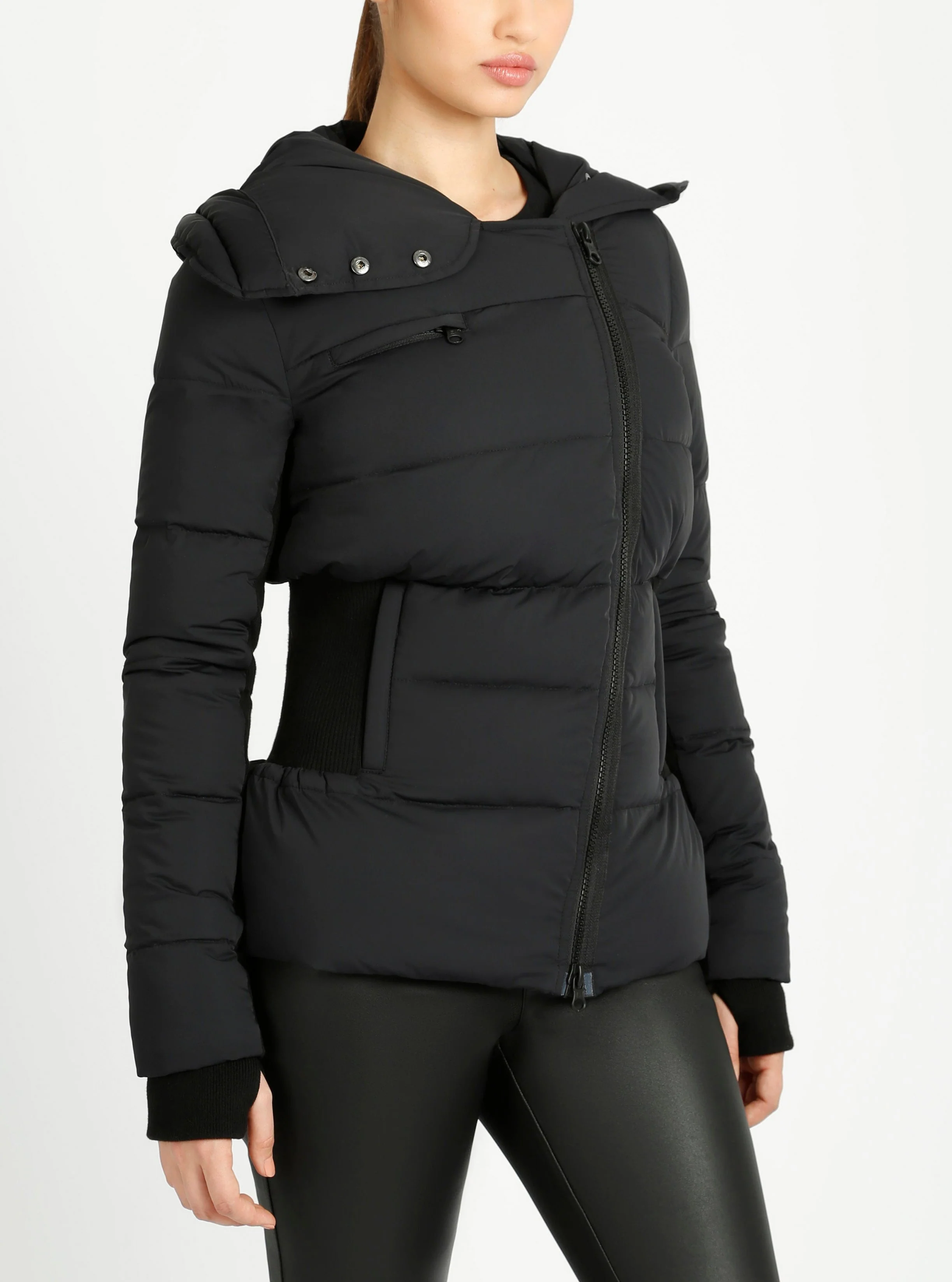 Asymmetrical Mid Puffer Waist Cinch Down Filled Parka - 3 colors -FINAL SALE - Image 3