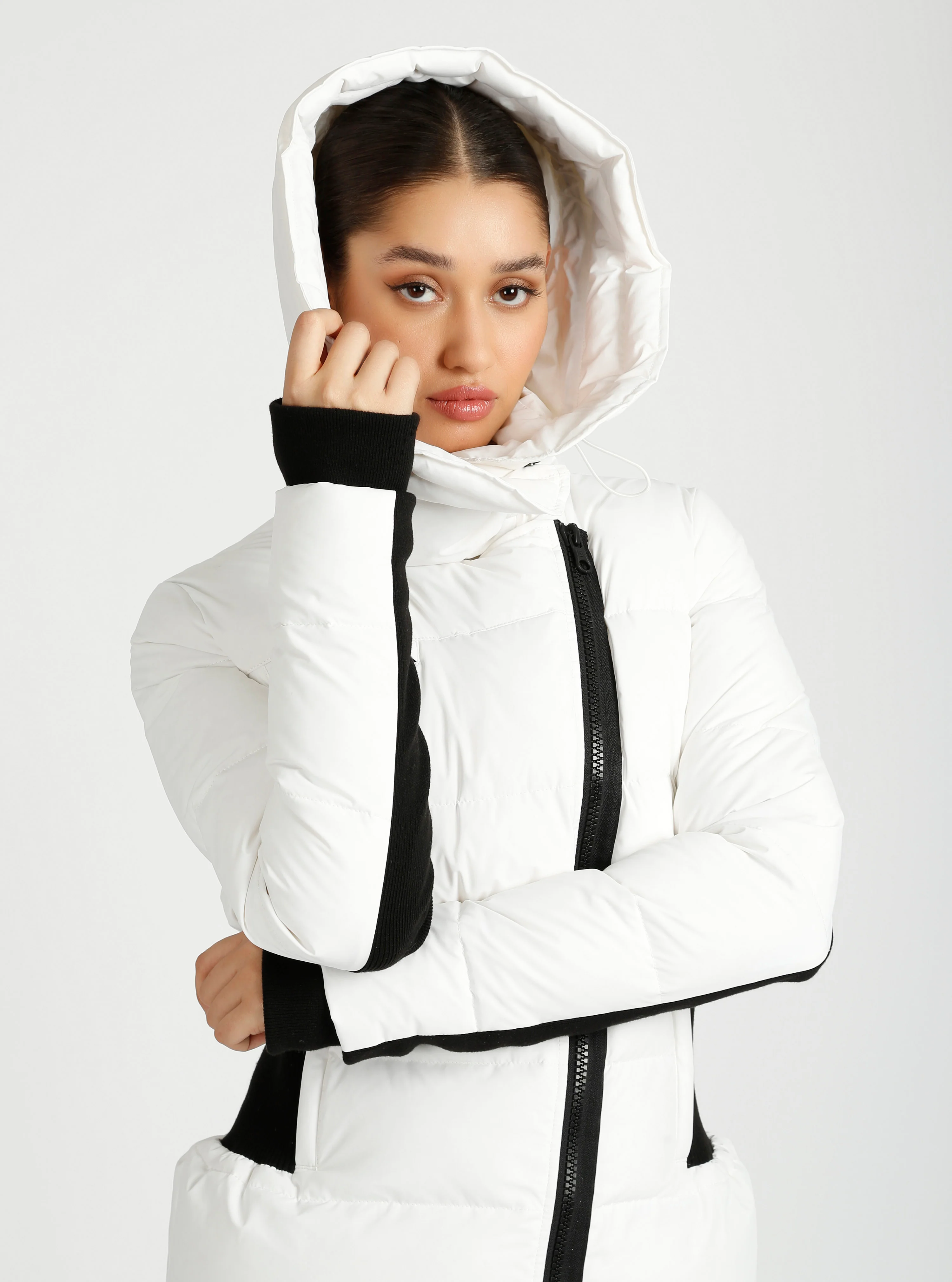 Asymmetrical Mid Puffer Waist Cinch Down Filled Parka - 3 colors -FINAL SALE - Image 5