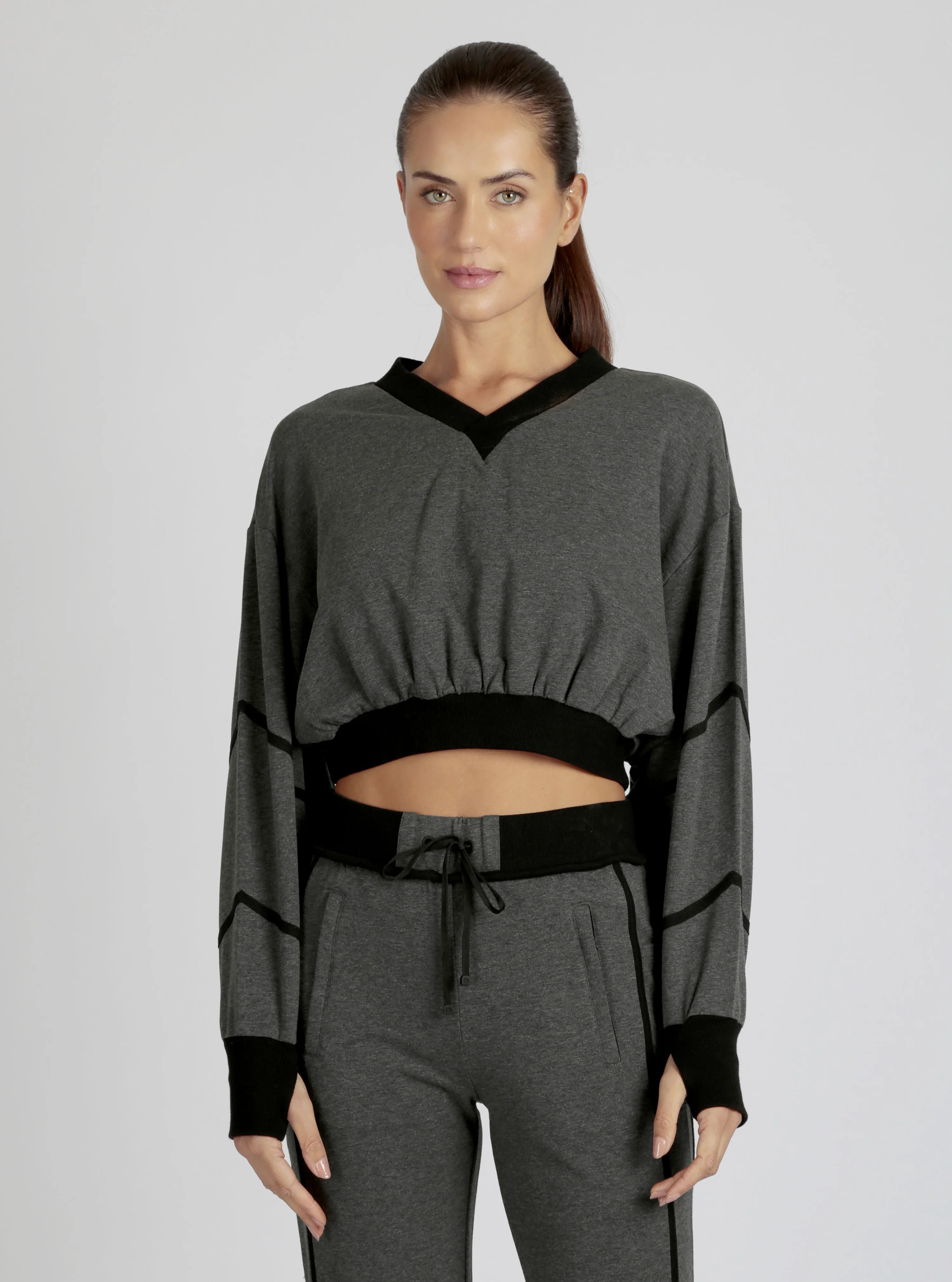 Belina V Neck Sweatshirt Charcoal or Black - FINAL SALE - Image 5