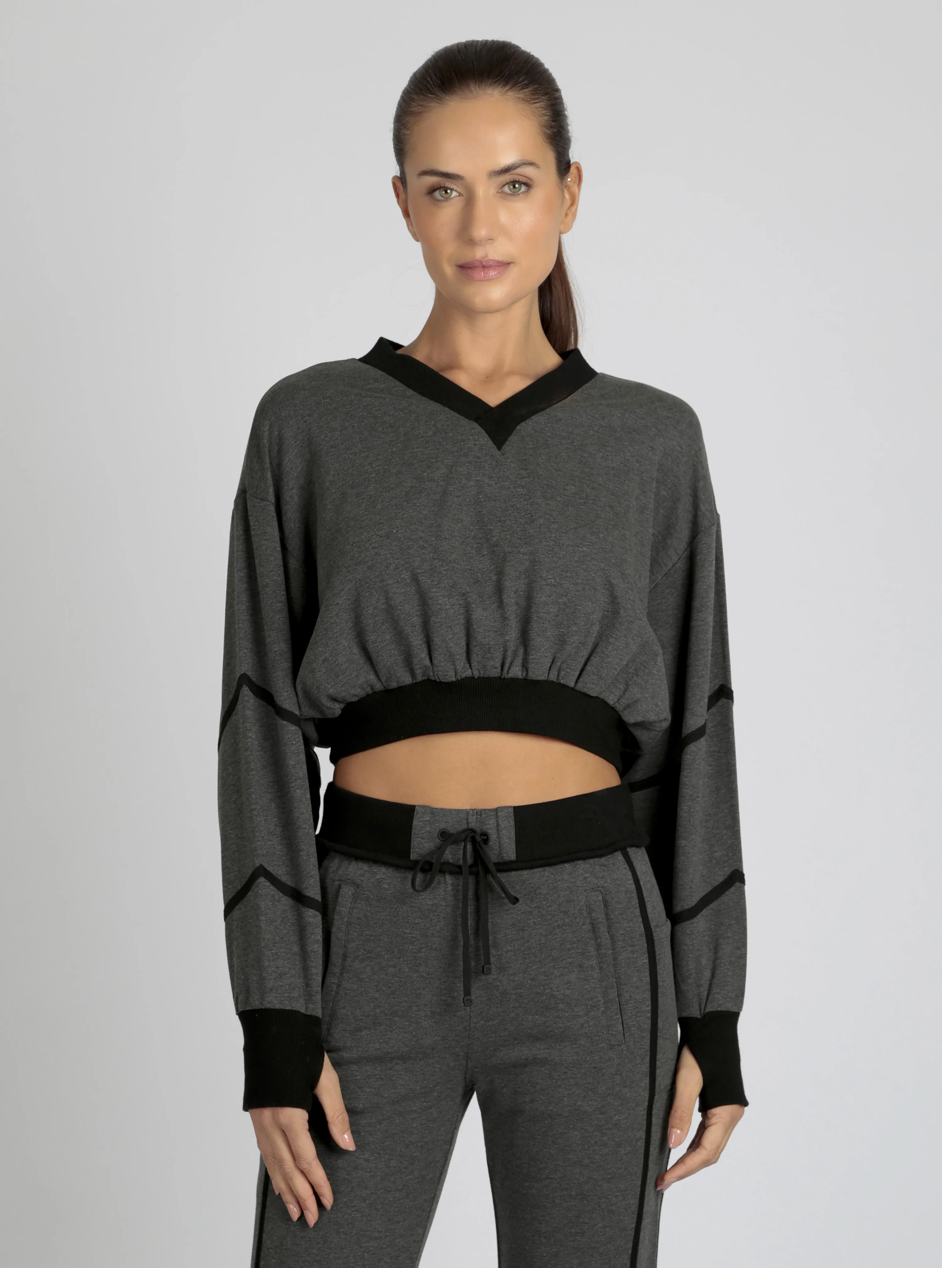 Belina V Neck Sweatshirt Charcoal or Black - FINAL SALE - Image 7
