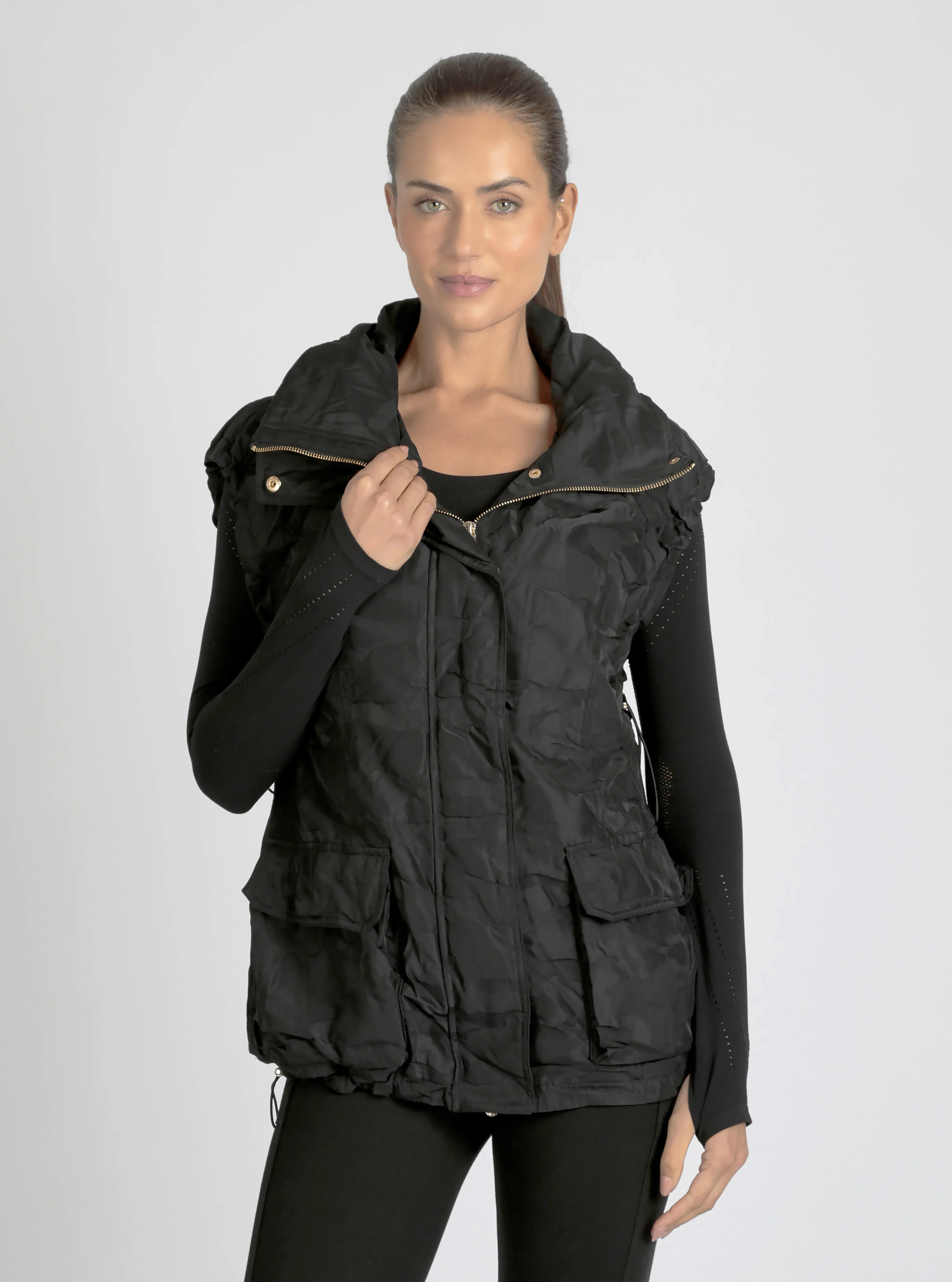 Camo Oversized Svetlana Vest Gold Trims Black or Chocolate - FINAL SALE - Image 13