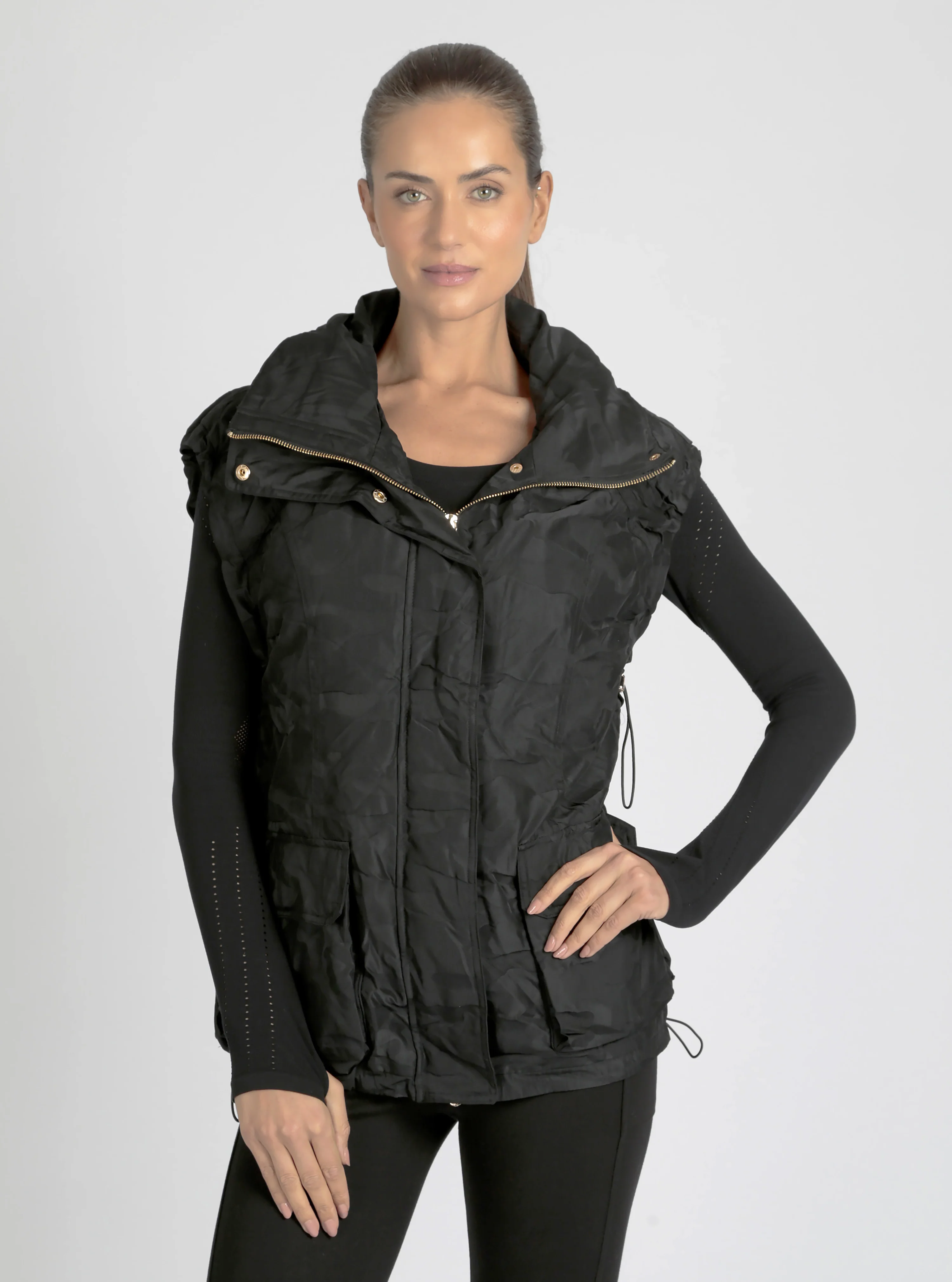 Camo Oversized Svetlana Vest Gold Trims Black or Chocolate - FINAL SALE - Image 14