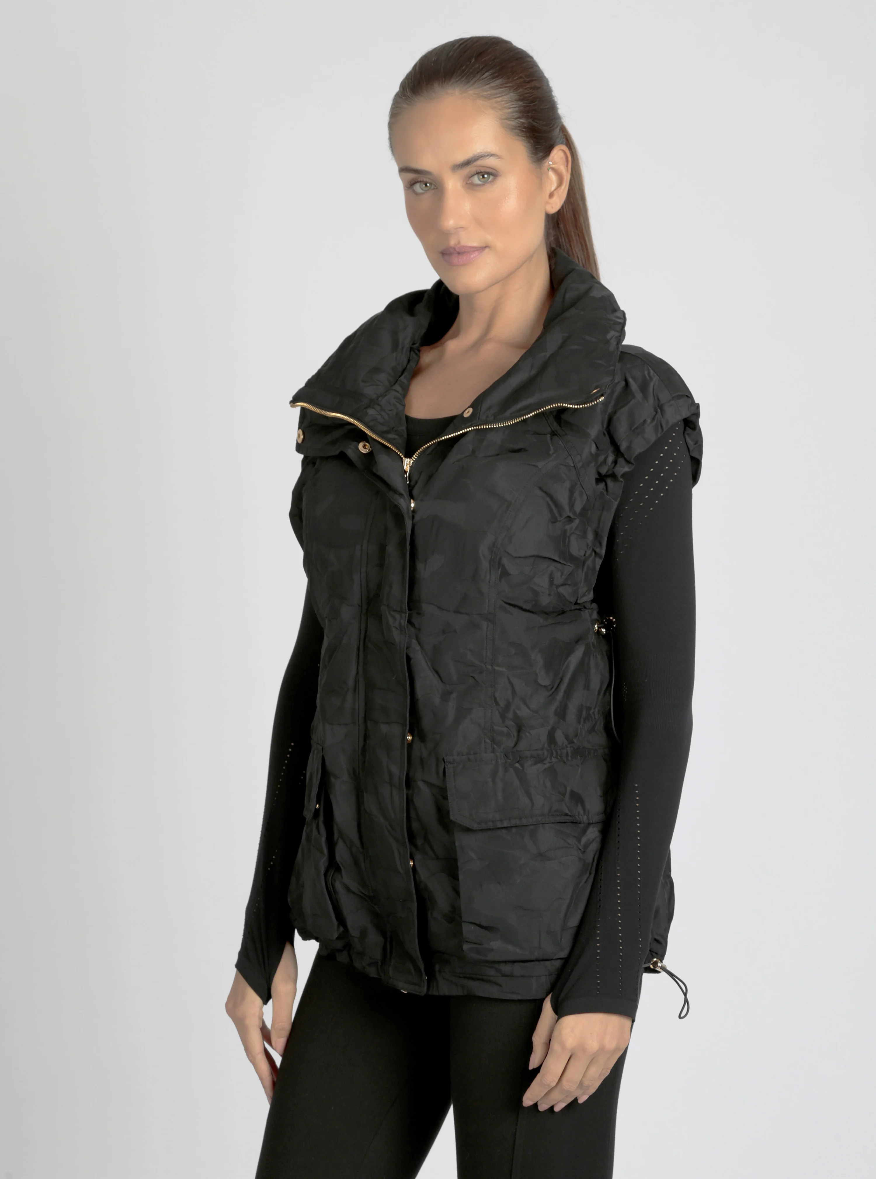 Camo Oversized Svetlana Vest Gold Trims Black or Chocolate - FINAL SALE - Image 16