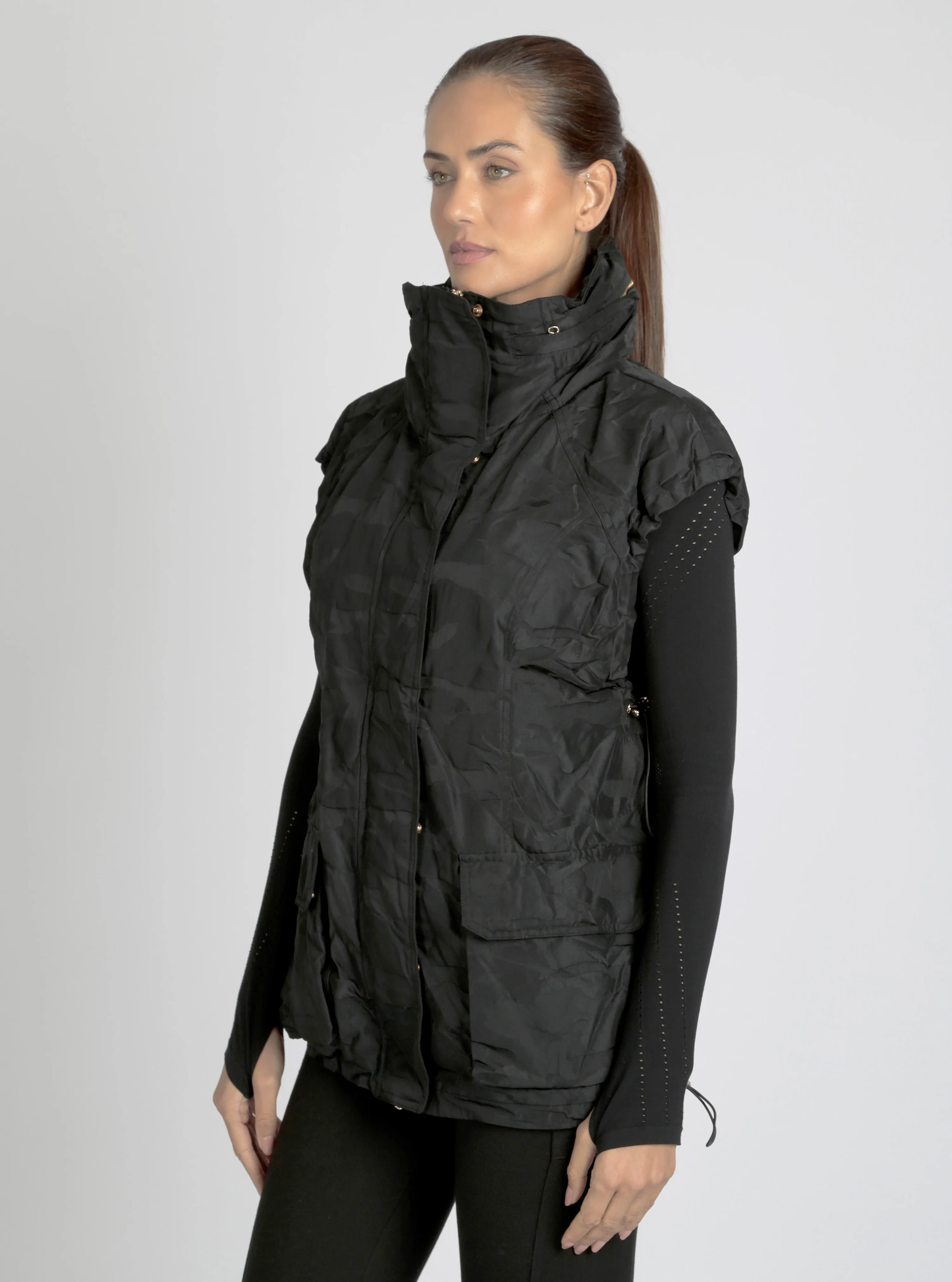 Camo Oversized Svetlana Vest Gold Trims Black or Chocolate - FINAL SALE - Image 20