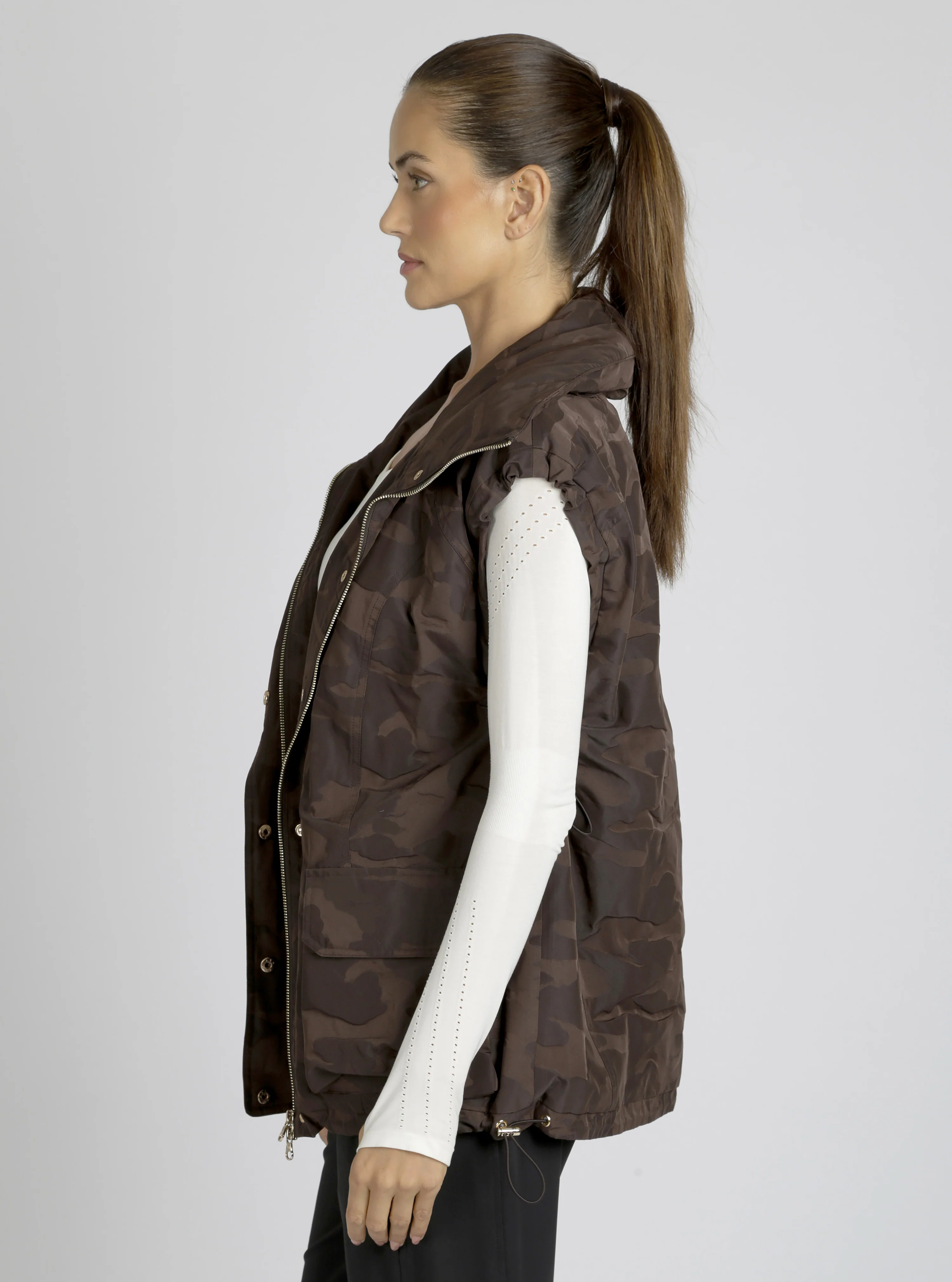 Camo Oversized Svetlana Vest Gold Trims Black or Chocolate - FINAL SALE - Image 3