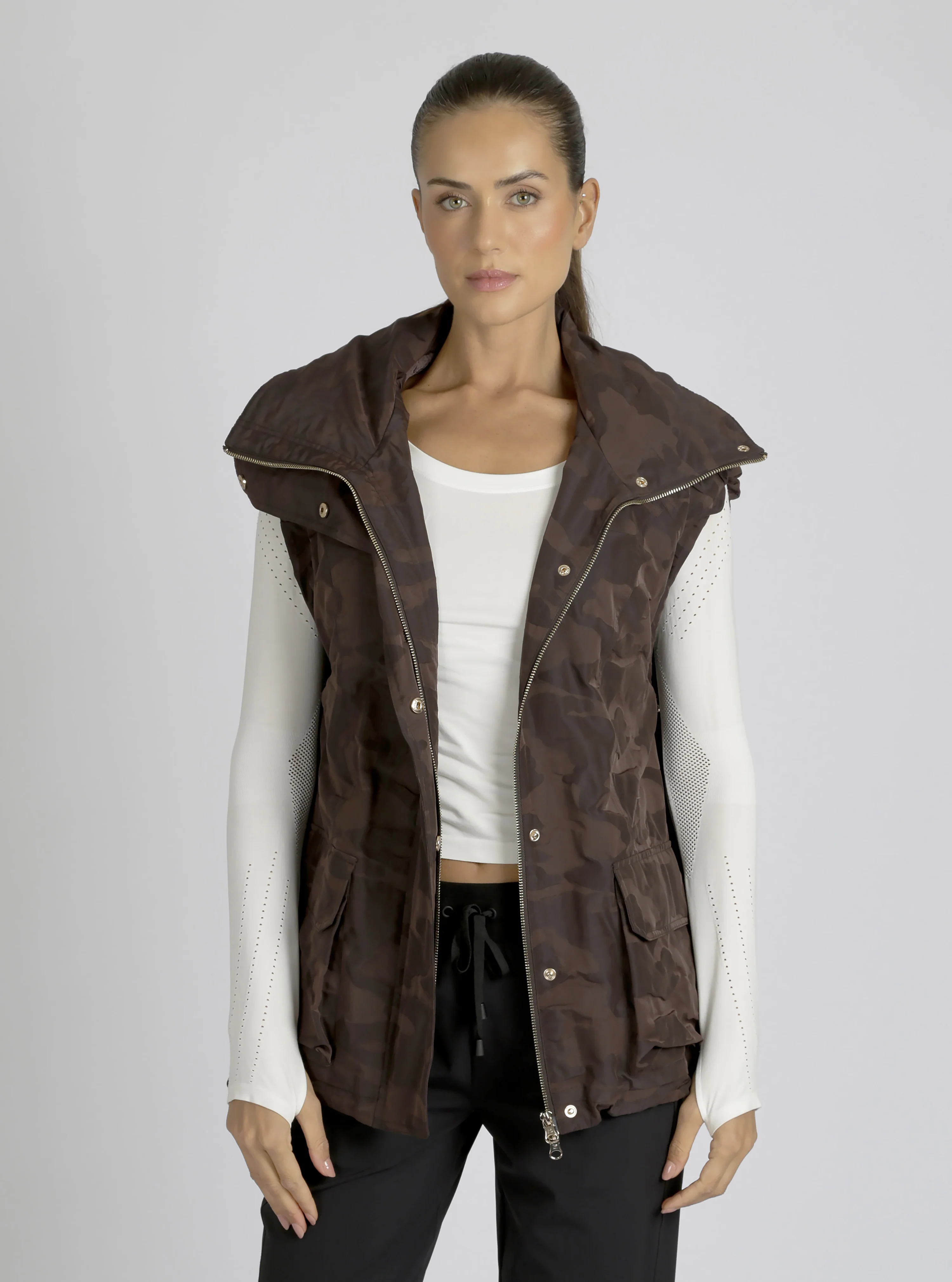 Camo Oversized Svetlana Vest Gold Trims Black or Chocolate - FINAL SALE - Image 4