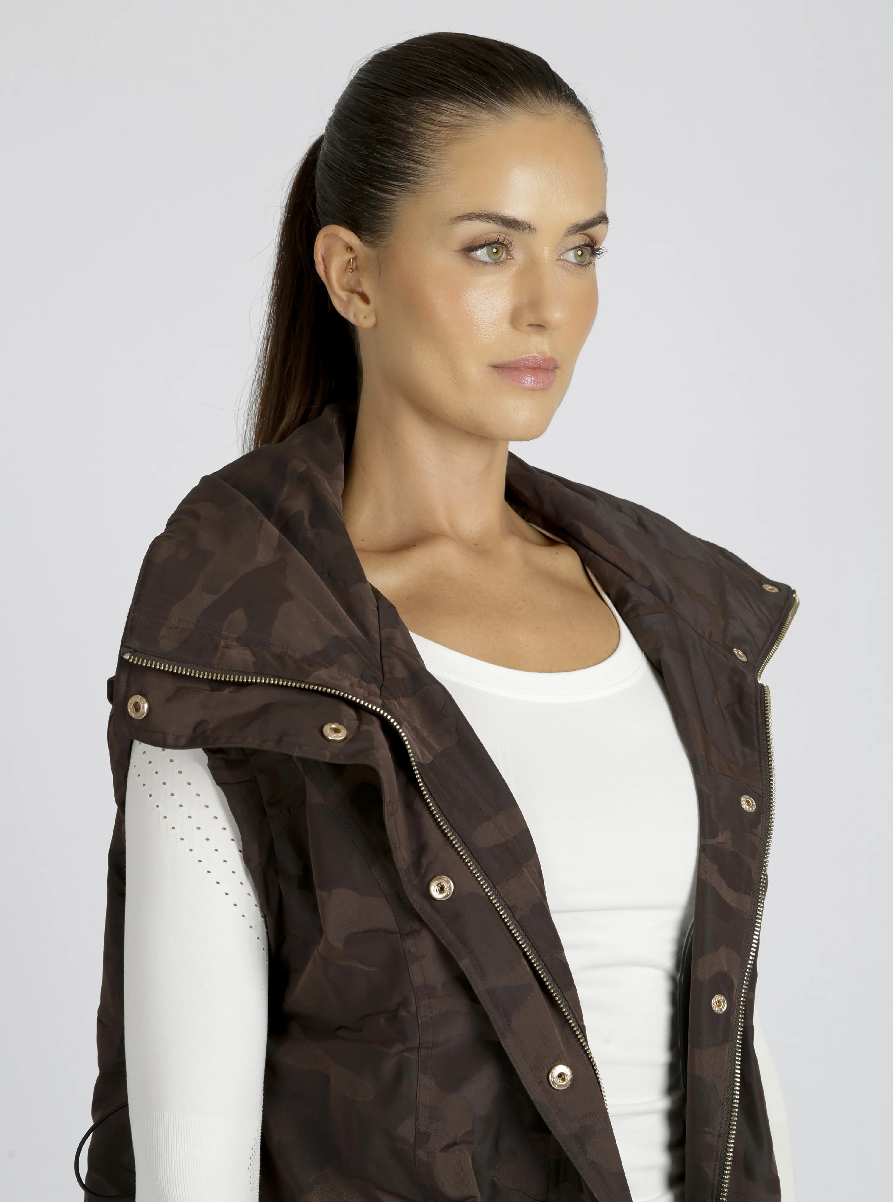 Camo Oversized Svetlana Vest Gold Trims Black or Chocolate - FINAL SALE - Image 5
