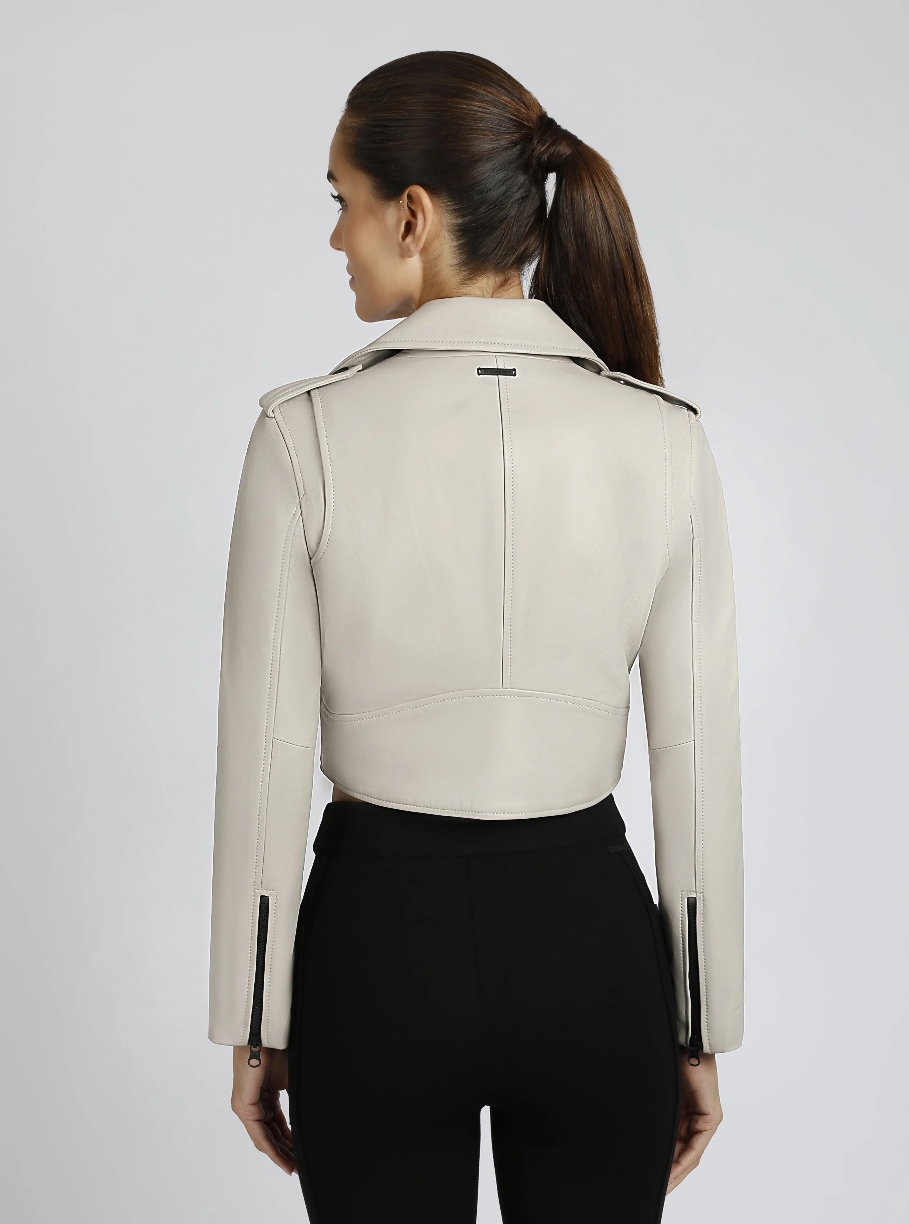 Cleo Cropped Genuine Leather Jacket - Image 4