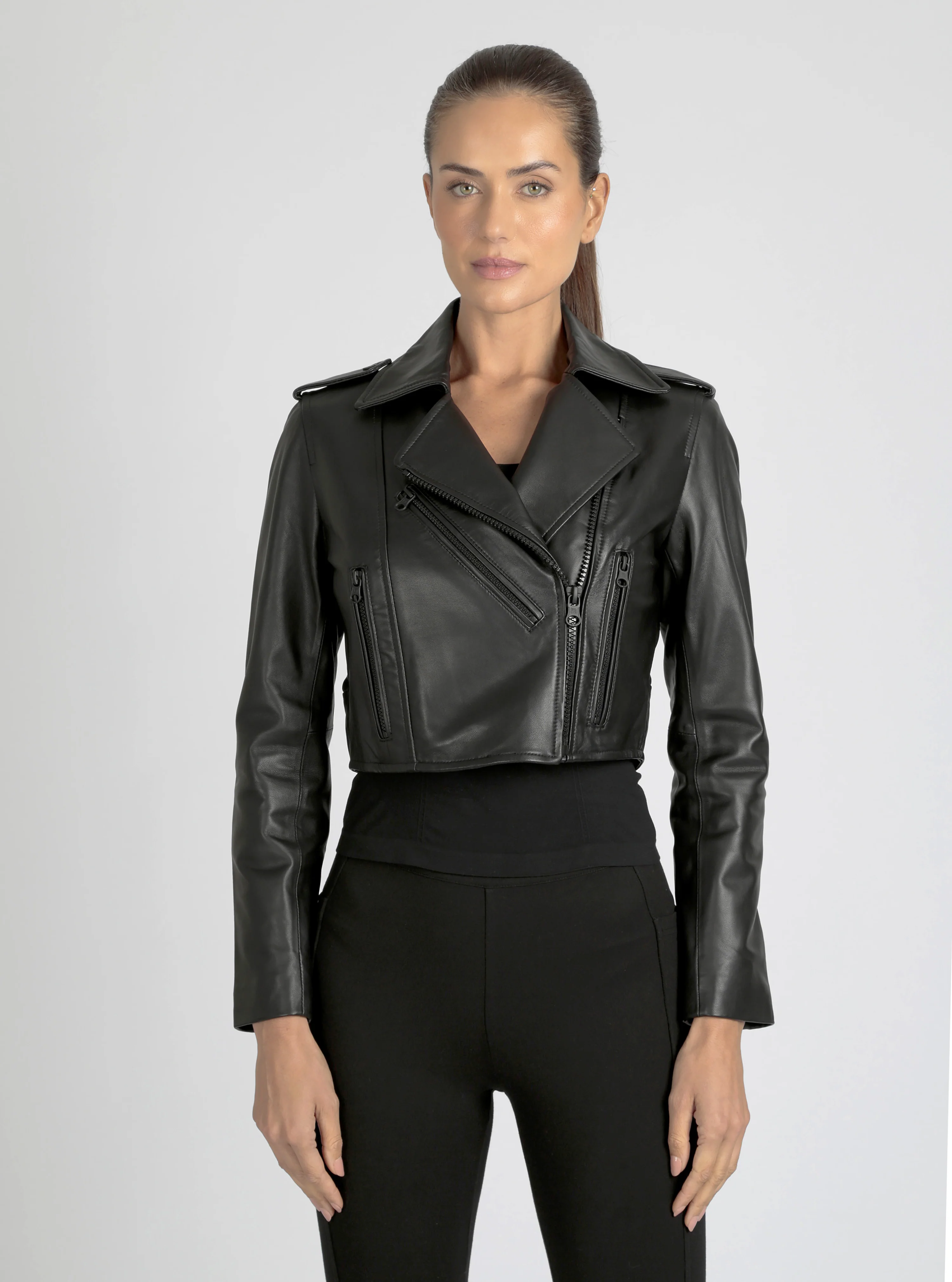 Cleo Cropped Moto Jacket - Image 3