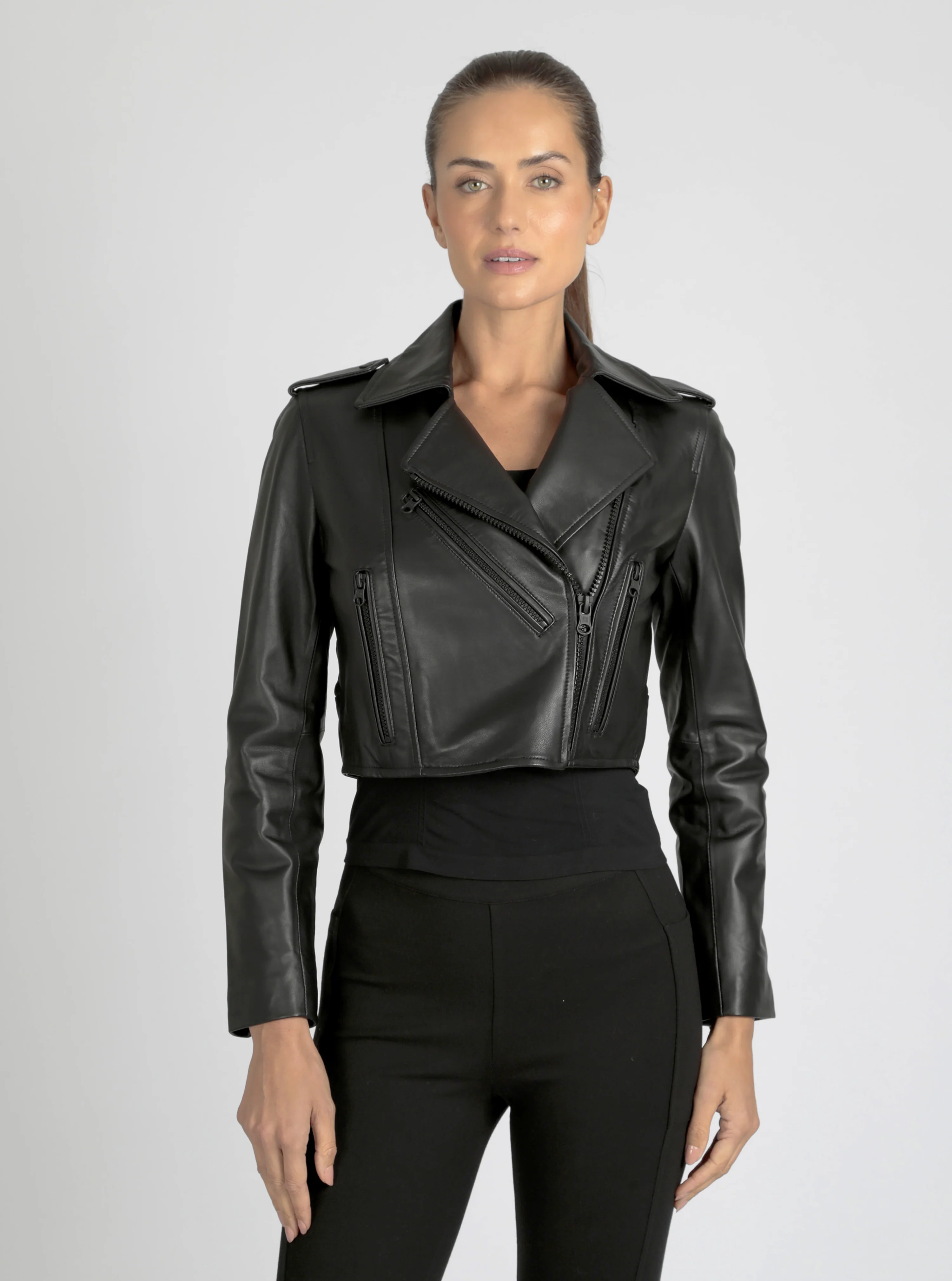 Cleo Cropped Moto Jacket - Image 5