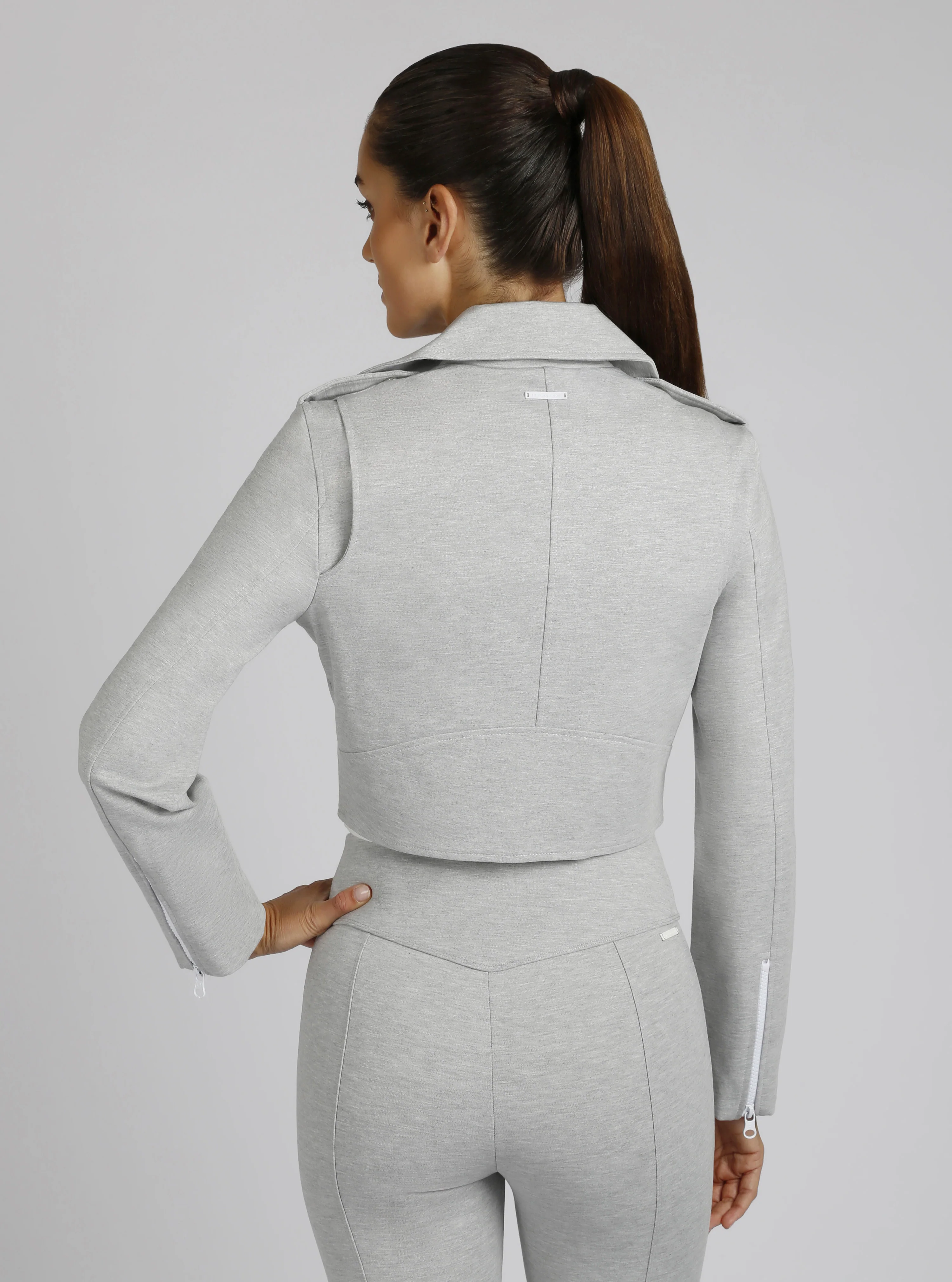 Cleo Cropped Ponte Moto Jacket - Image 3