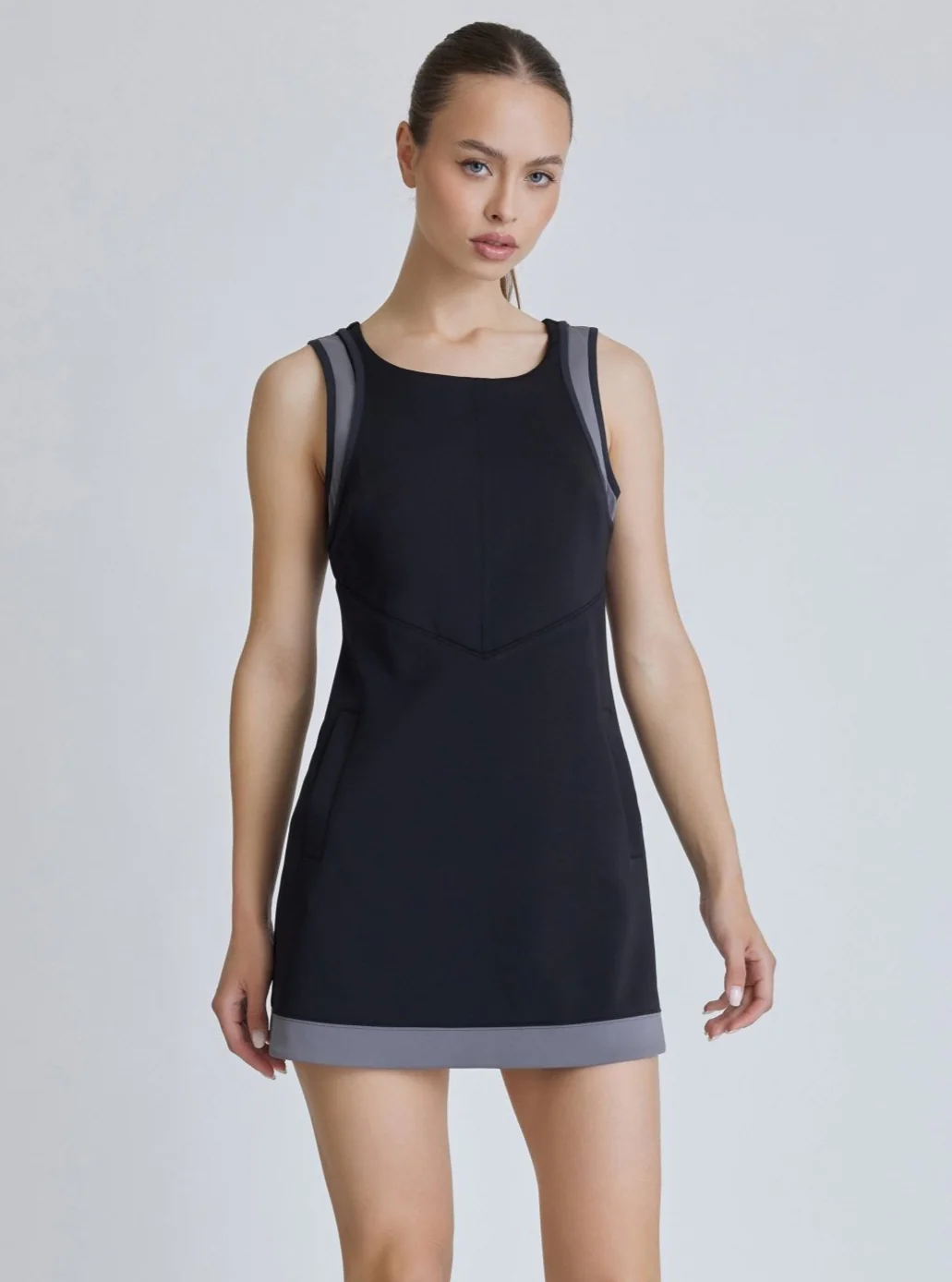 Color Block Tennis/Pickleball Dress w/Short - Black - Image 7