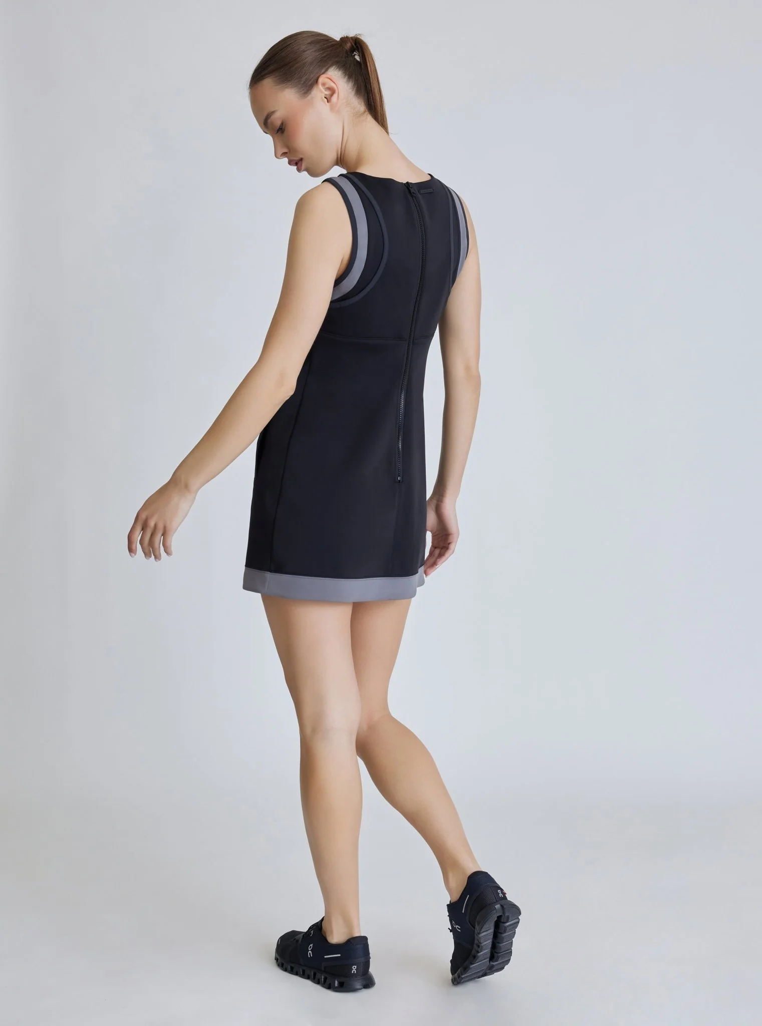 Color Block Tennis/Pickleball Dress w/Short - Black - Image 8
