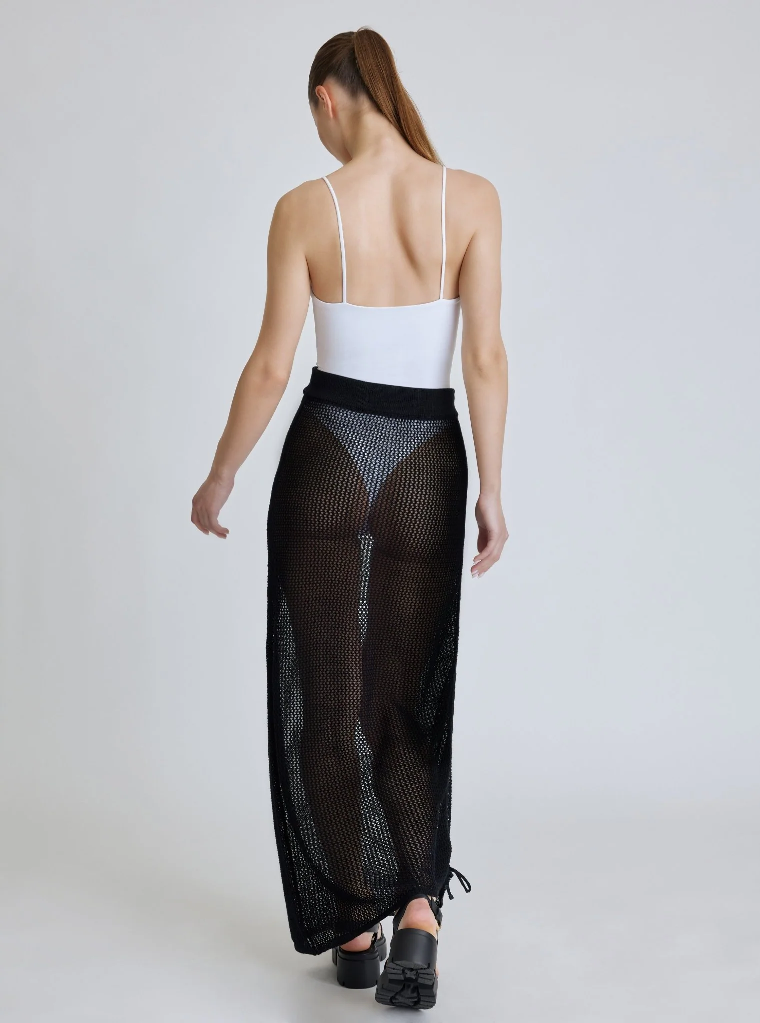 Crochet Side Ruched Skirt - Black - FINAL SALE - Image 4