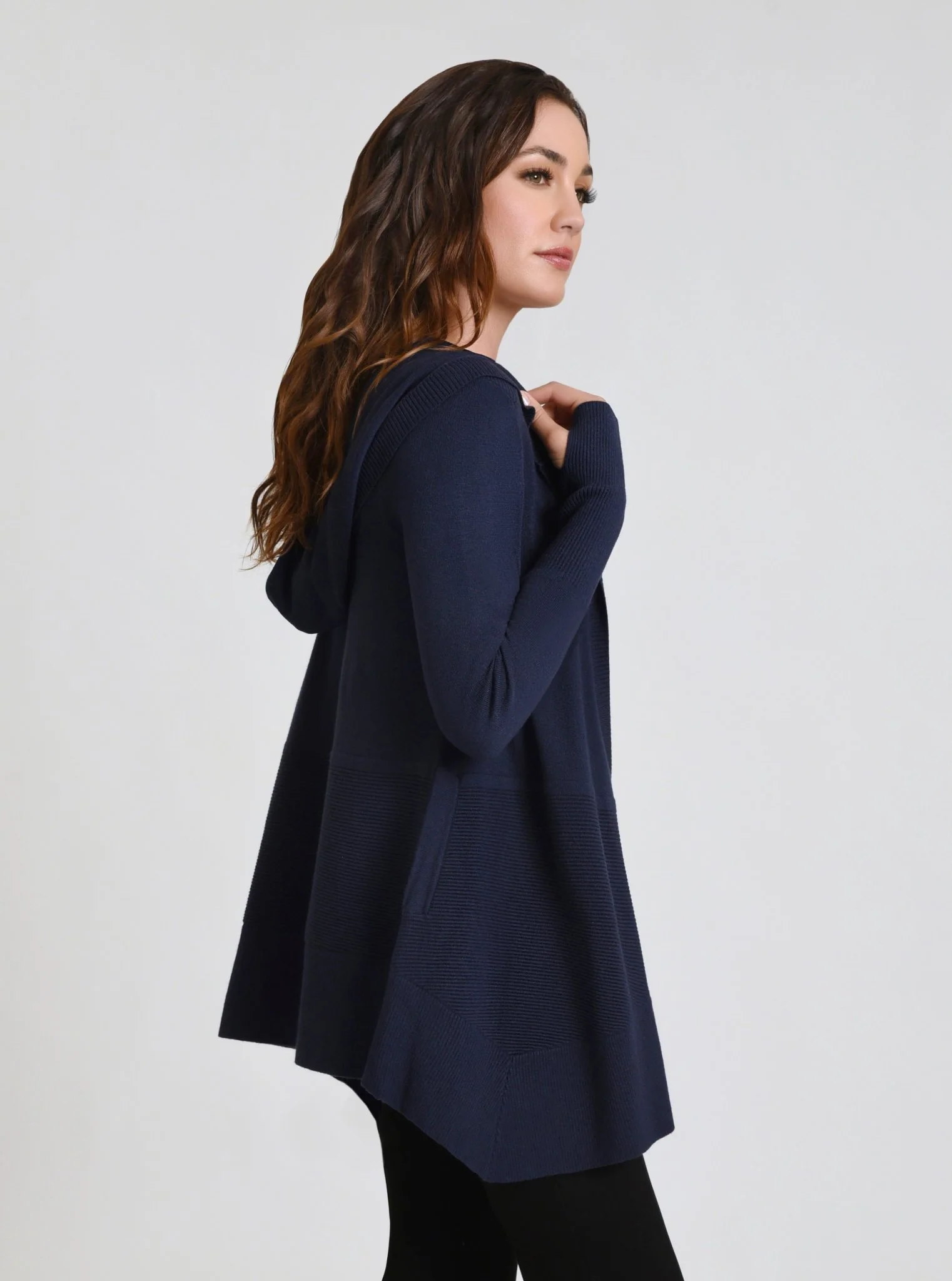 Cropped Portola Cardigan with Hood Black or Warm Taupe - FINAL SALE - Image 4