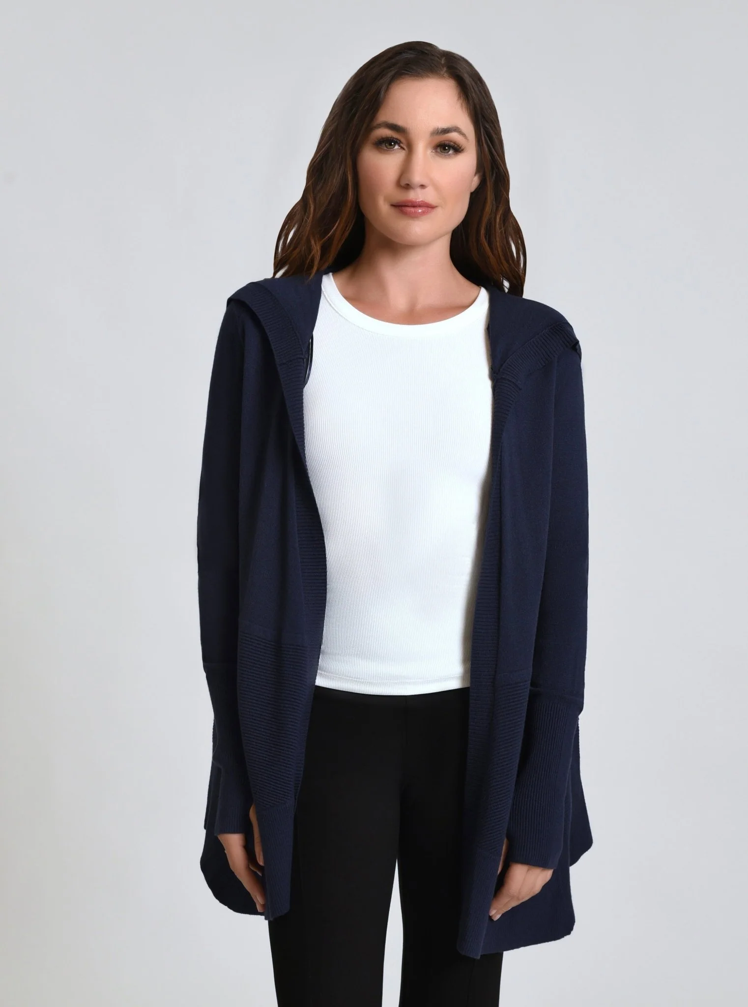 Cropped Portola Cardigan with Hood Black or Warm Taupe - FINAL SALE - Image 6
