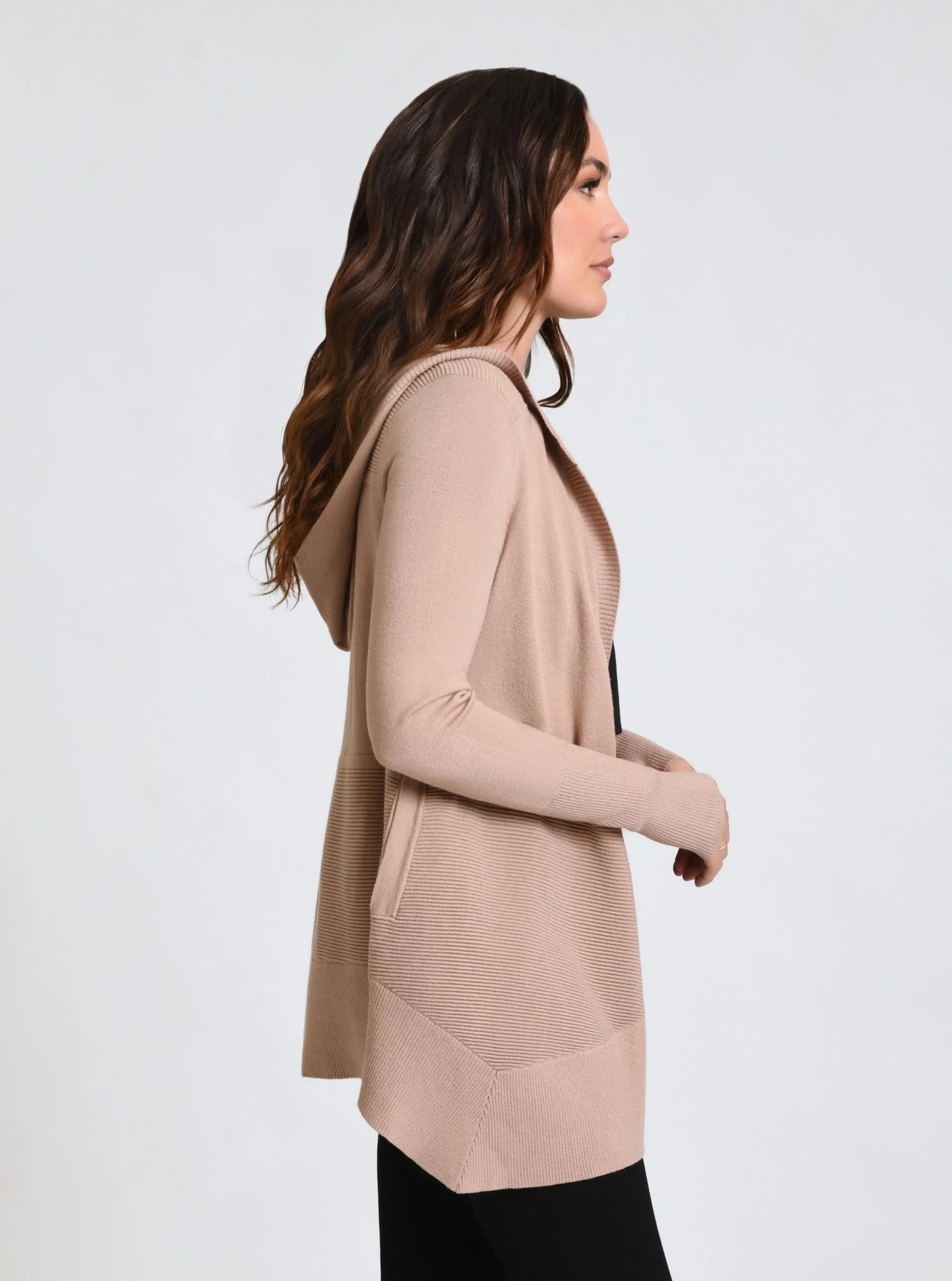 Cropped Portola Cardigan with Hood Black or Warm Taupe - FINAL SALE - Image 7