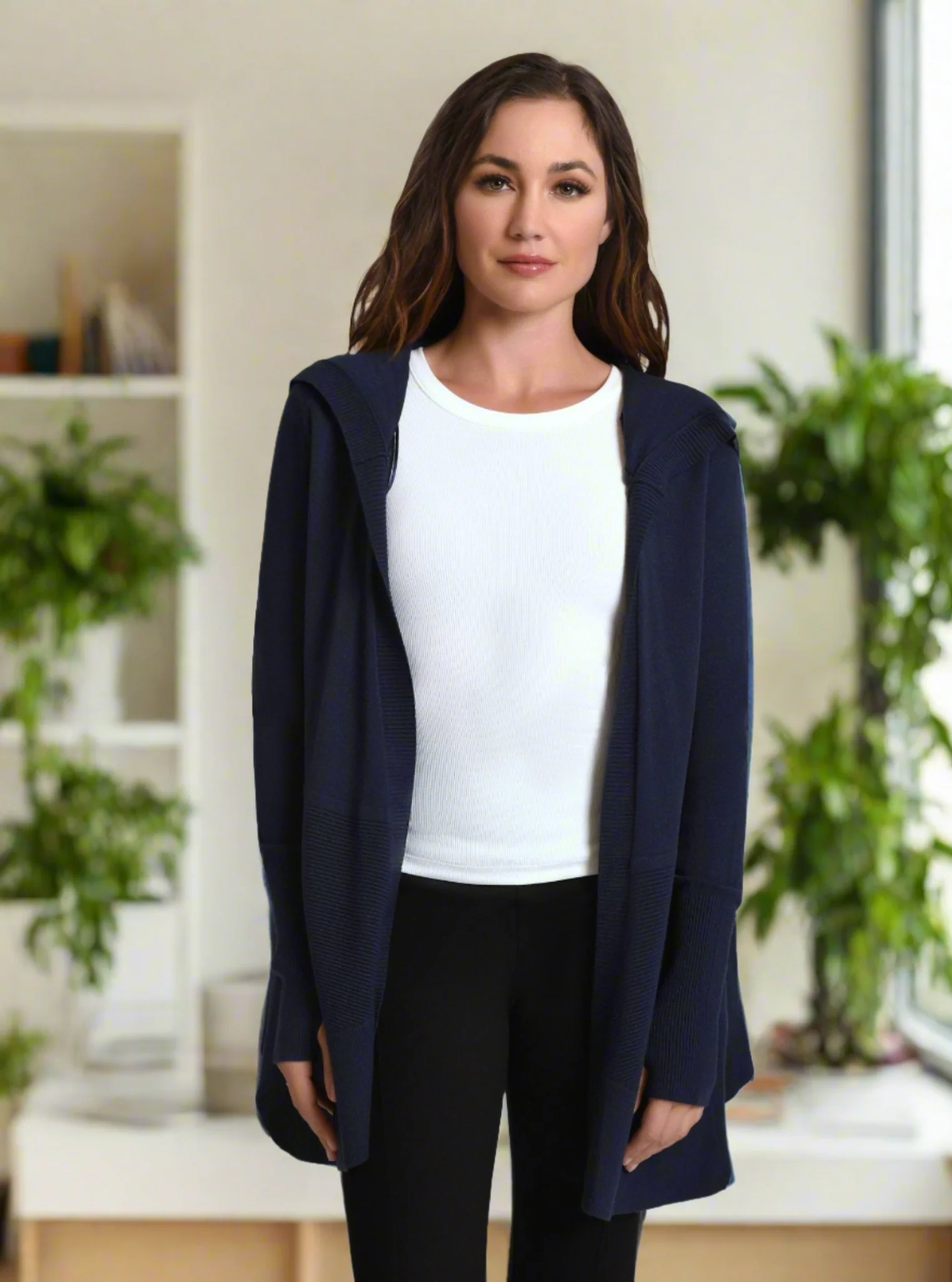 Cropped Portola Cardigan with Hood Black or Warm Taupe - FINAL SALE - Image 8