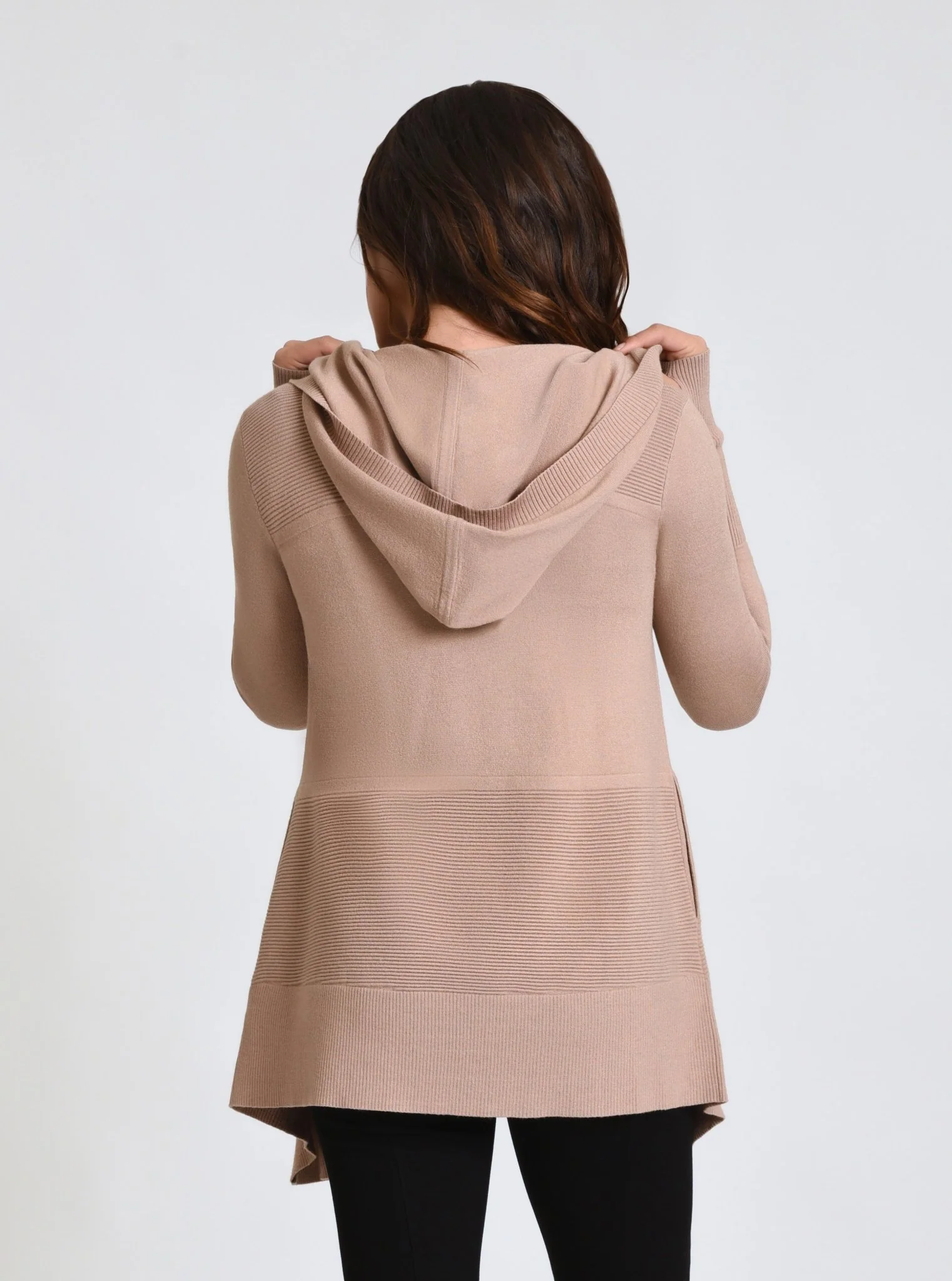 Cropped Portola Cardigan with Hood Black or Warm Taupe - FINAL SALE - Image 9