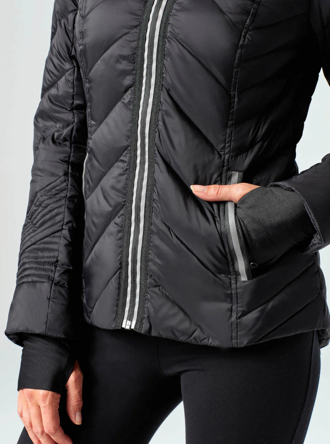 Down Filled Puffer with Reflective Jacket - Black - FINAL SALE - Image 4