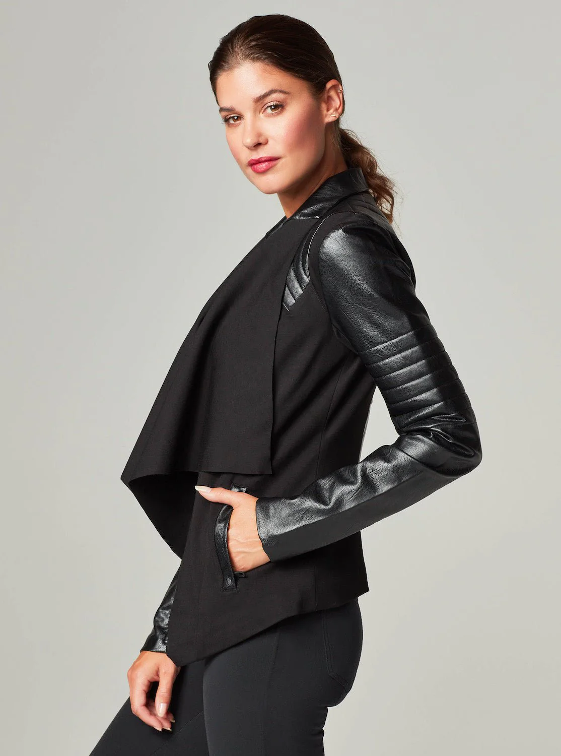 Drape Front Jacket - Black - Image 7