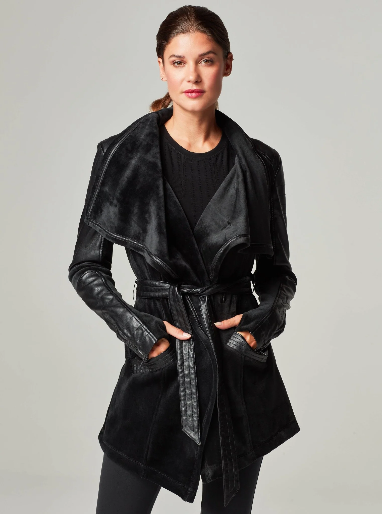 Drape Velour Jacket - Black - Image 6