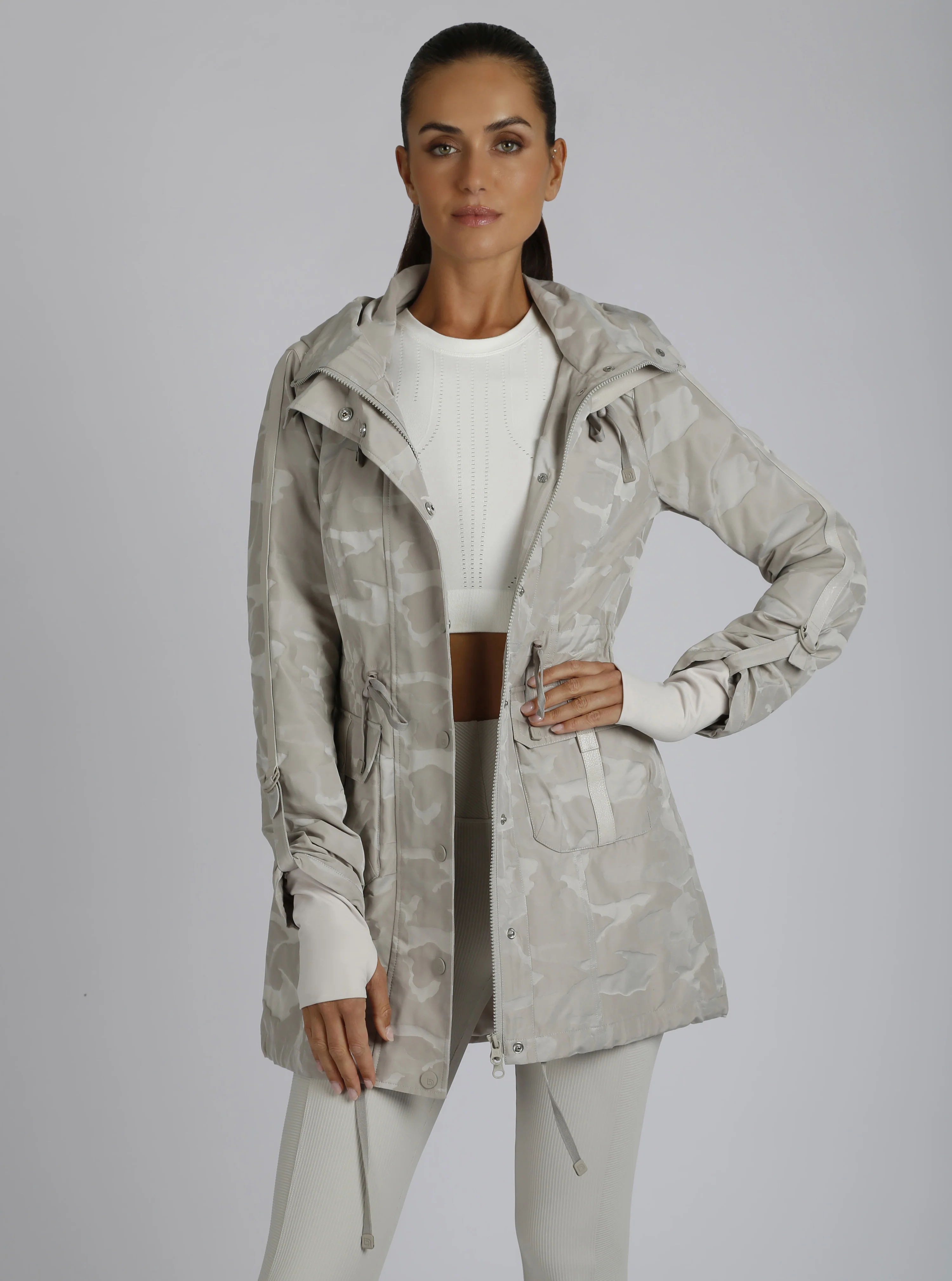Full Zip Camo Jaquard Anorak with Hood - Pumice Stone - Image 10