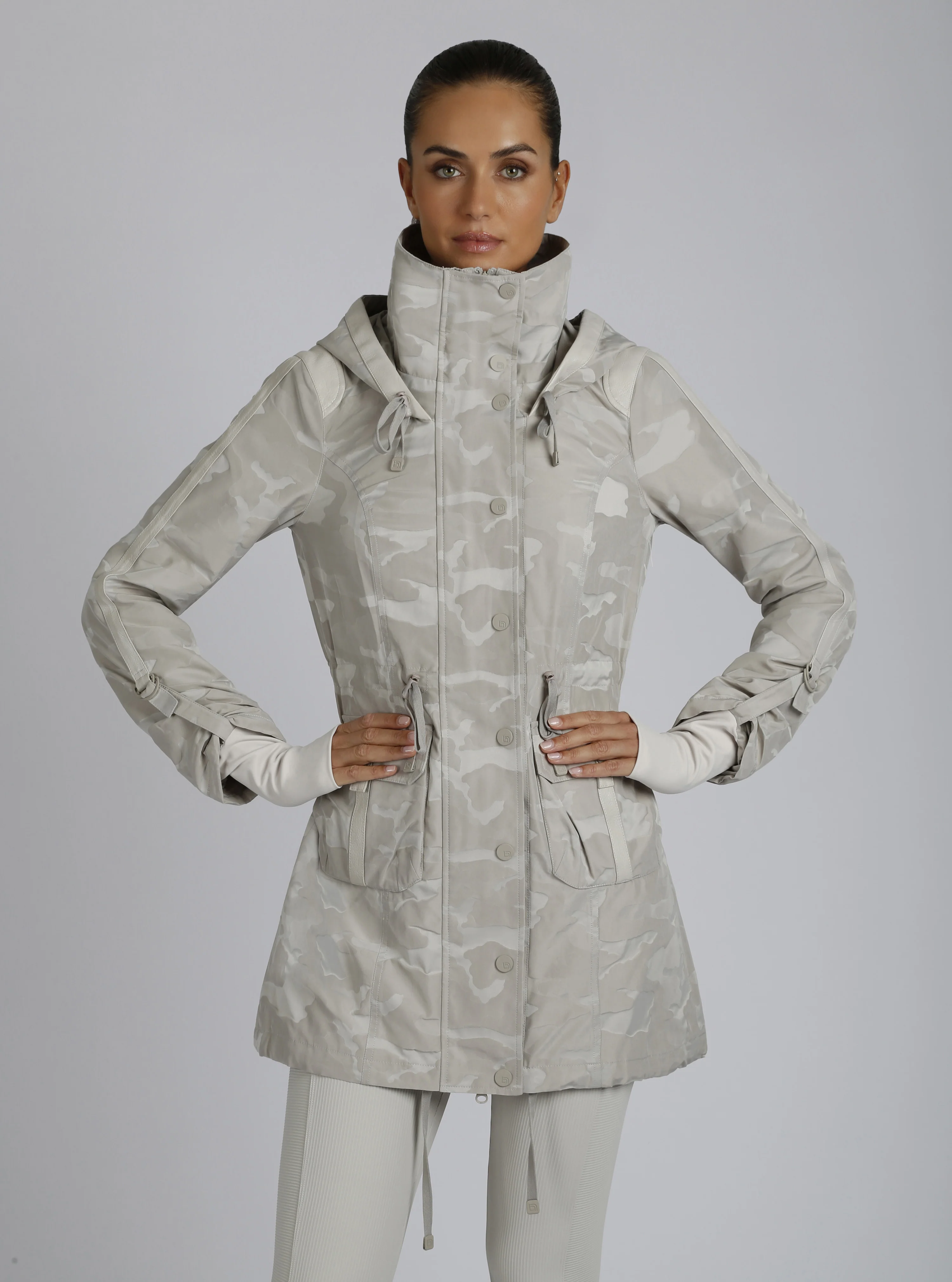 Full Zip Camo Jaquard Anorak with Hood - Pumice Stone - Image 11