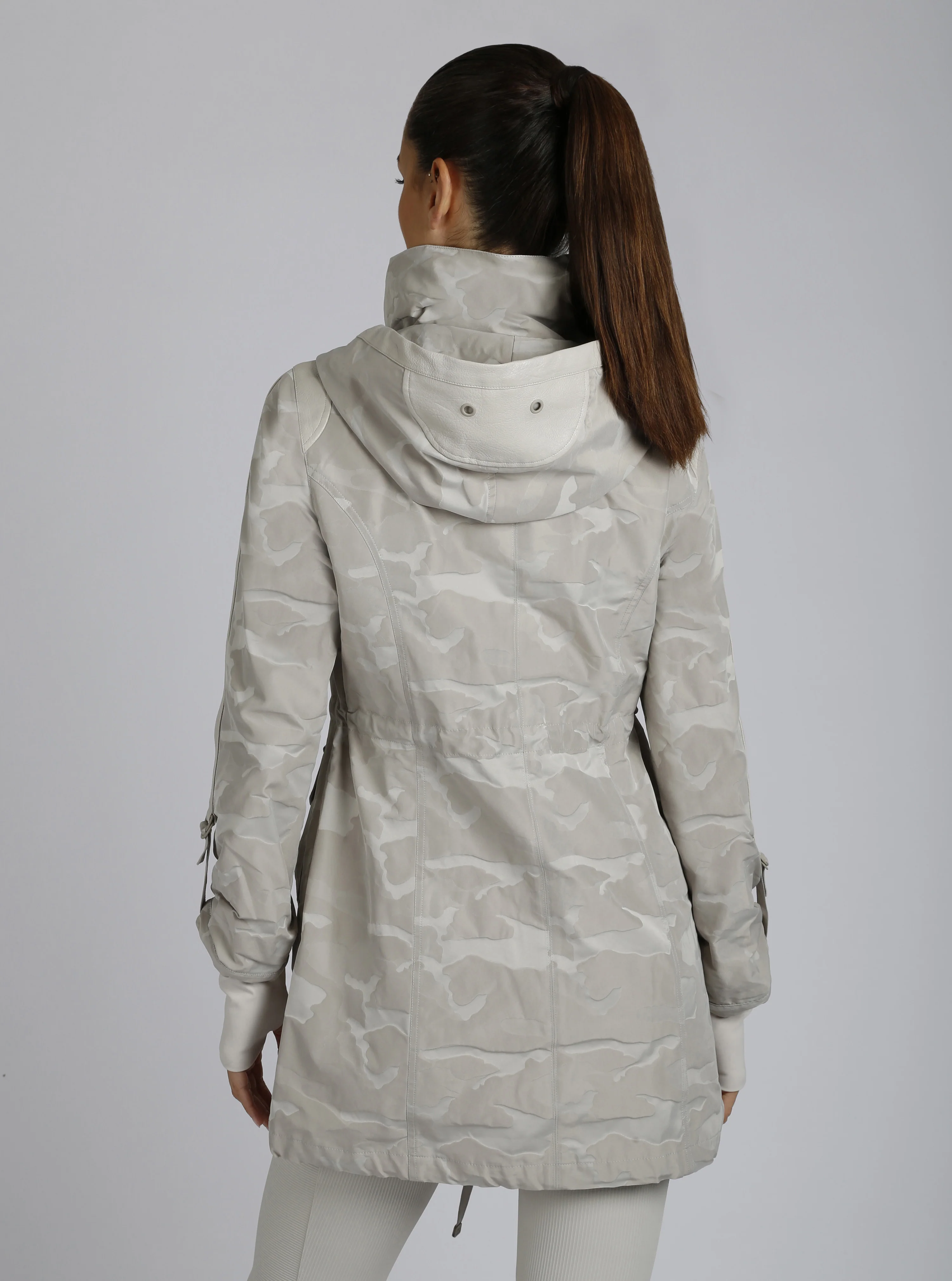 Full Zip Camo Jaquard Anorak with Hood - Pumice Stone - Image 7