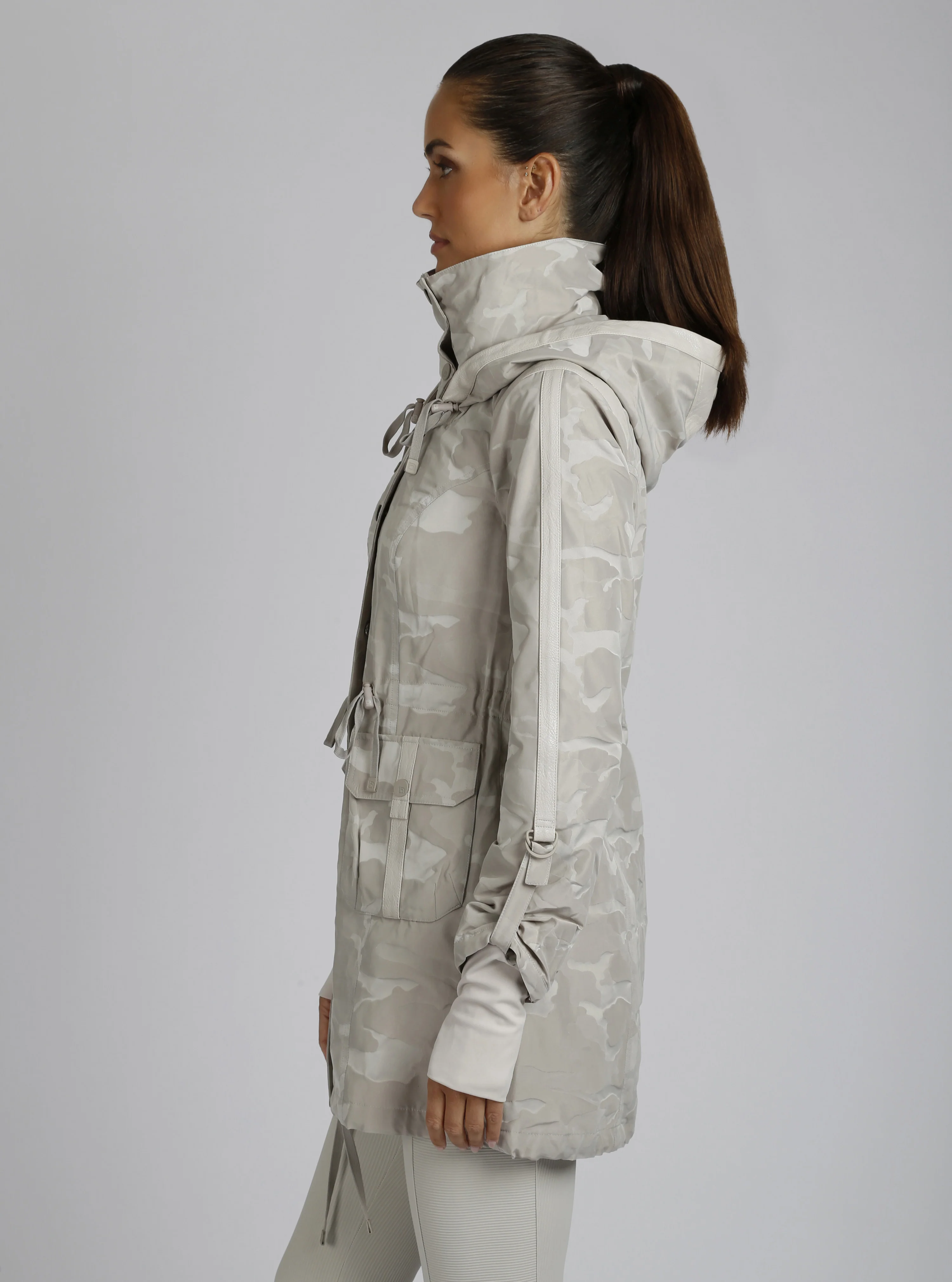 Full Zip Camo Jaquard Anorak with Hood - Pumice Stone - Image 8