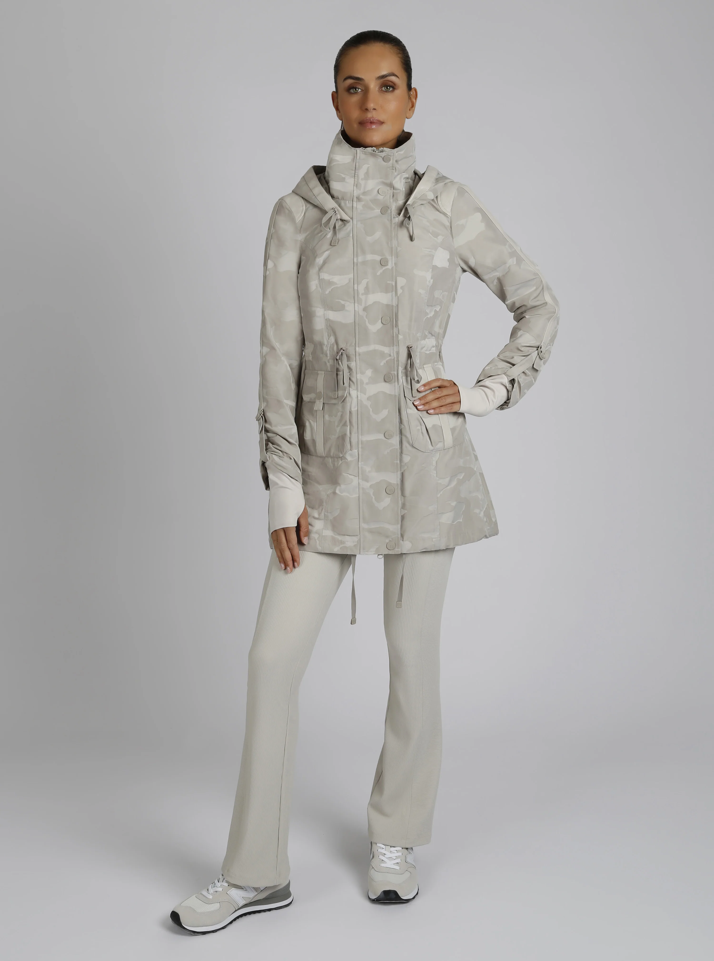 Full Zip Camo Jaquard Anorak with Hood - Pumice Stone - Image 9