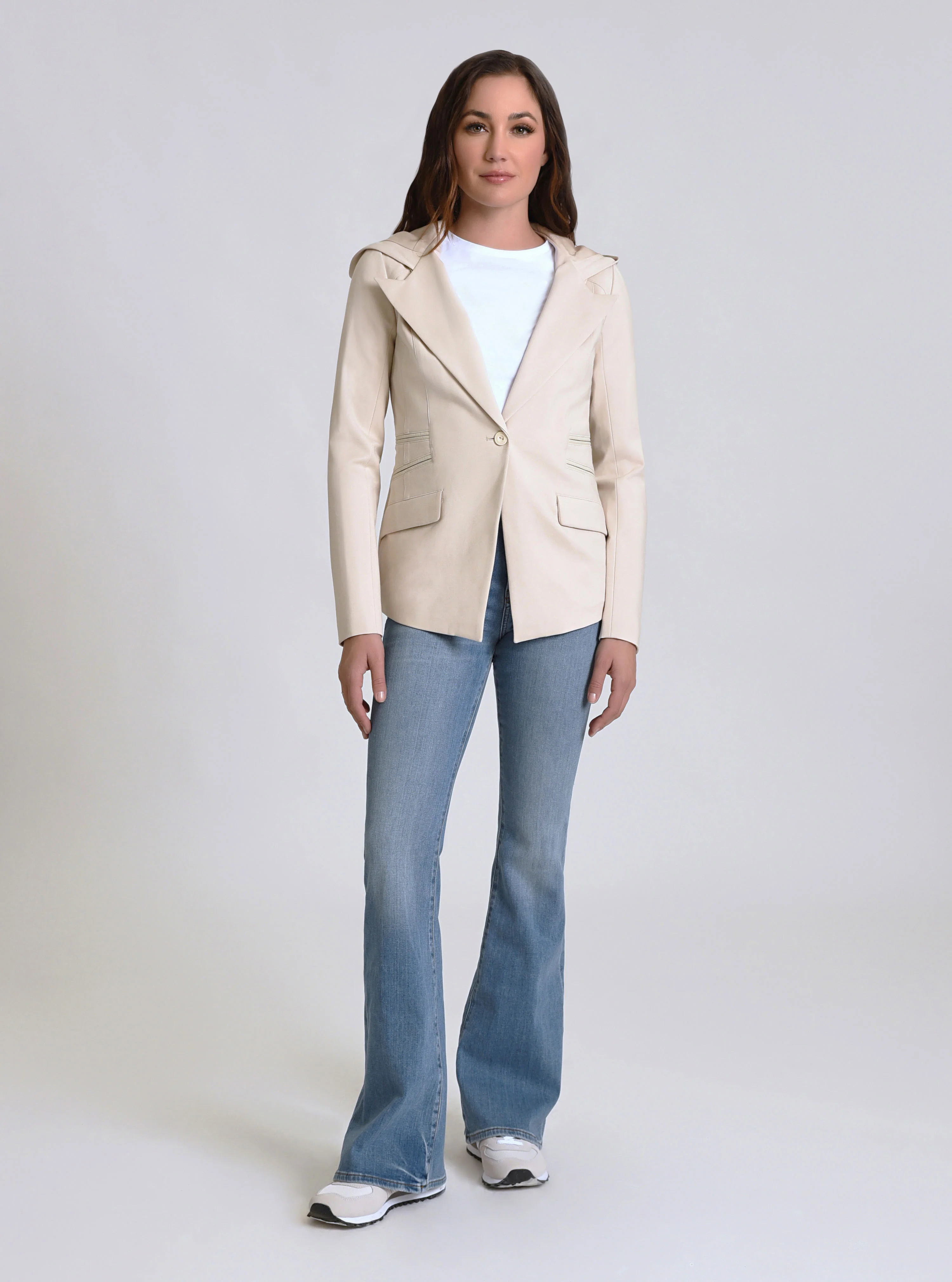 GAYATRI HOODED BLAZER - Chalk or Naval Blue - FINAL SALE - Image 2