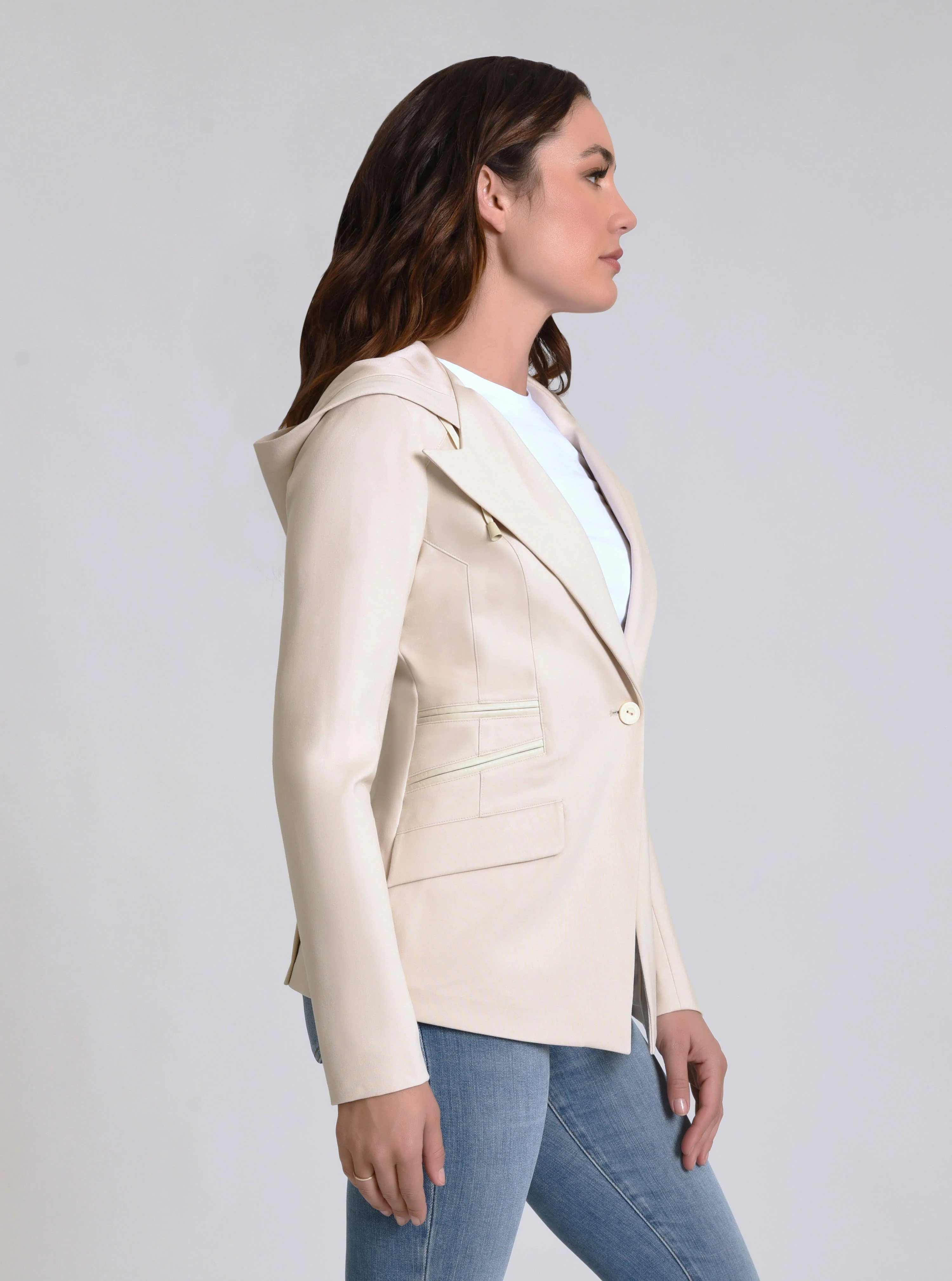 GAYATRI HOODED BLAZER - Chalk or Naval Blue - FINAL SALE - Image 3