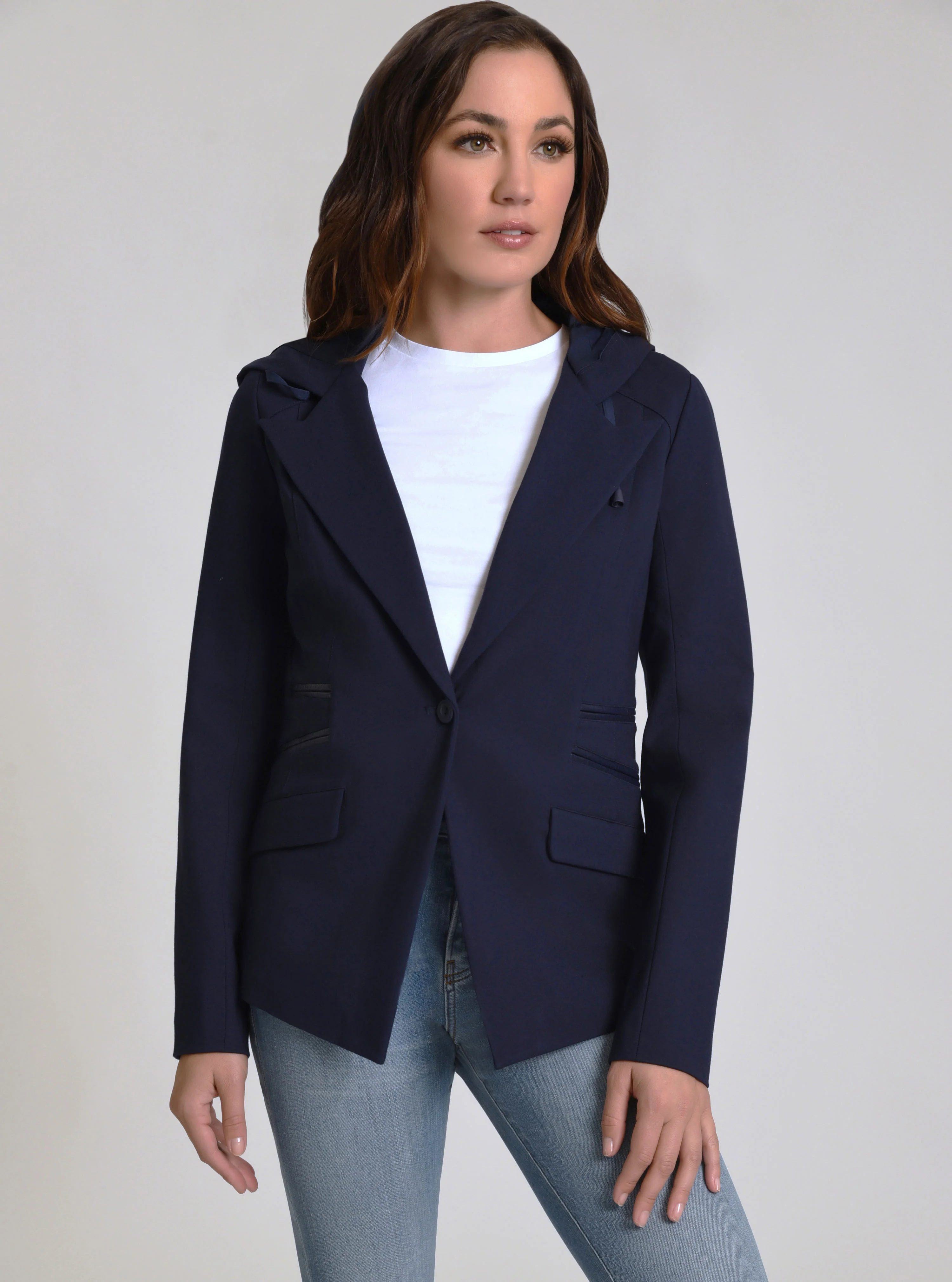 GAYATRI HOODED BLAZER - Chalk or Naval Blue - FINAL SALE - Image 5
