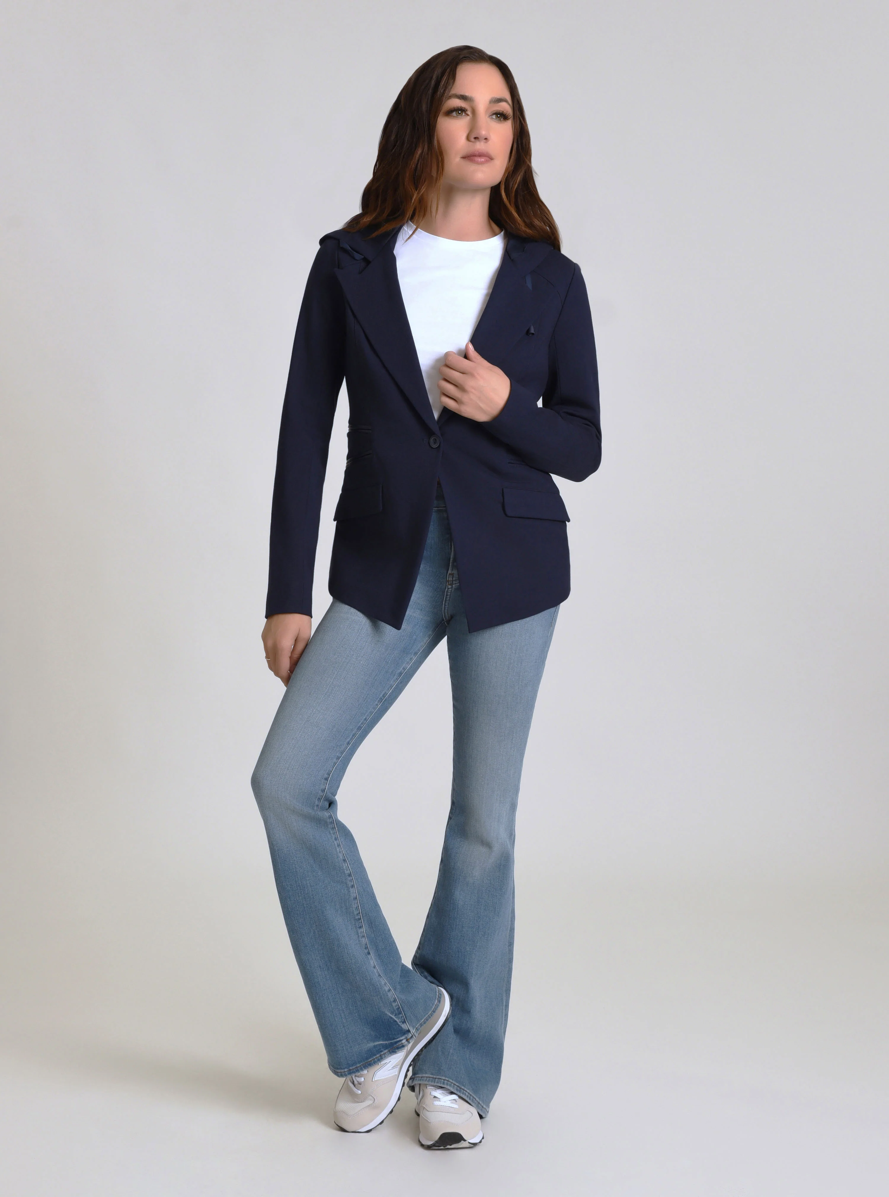 GAYATRI HOODED BLAZER - Chalk or Naval Blue - FINAL SALE - Image 6
