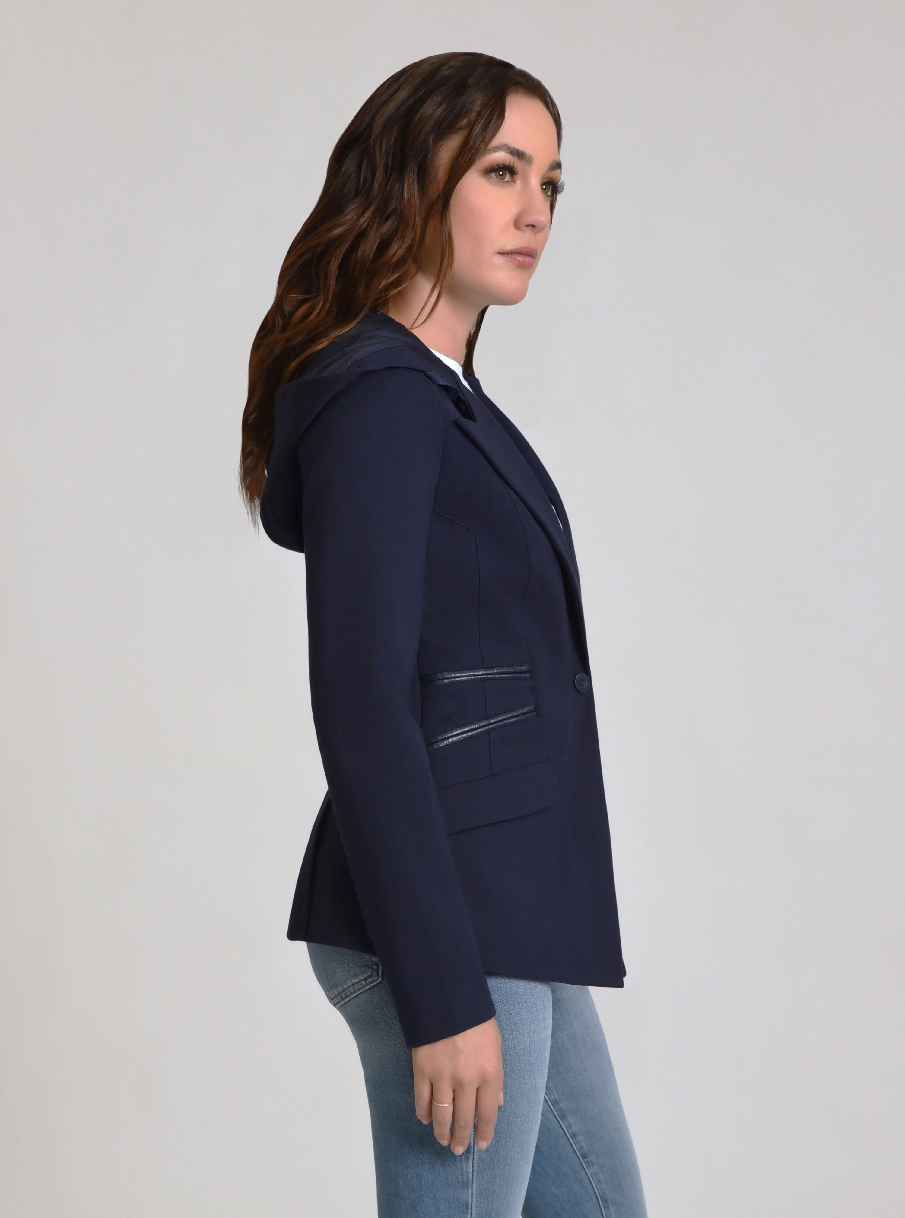 GAYATRI HOODED BLAZER - Chalk or Naval Blue - FINAL SALE - Image 7