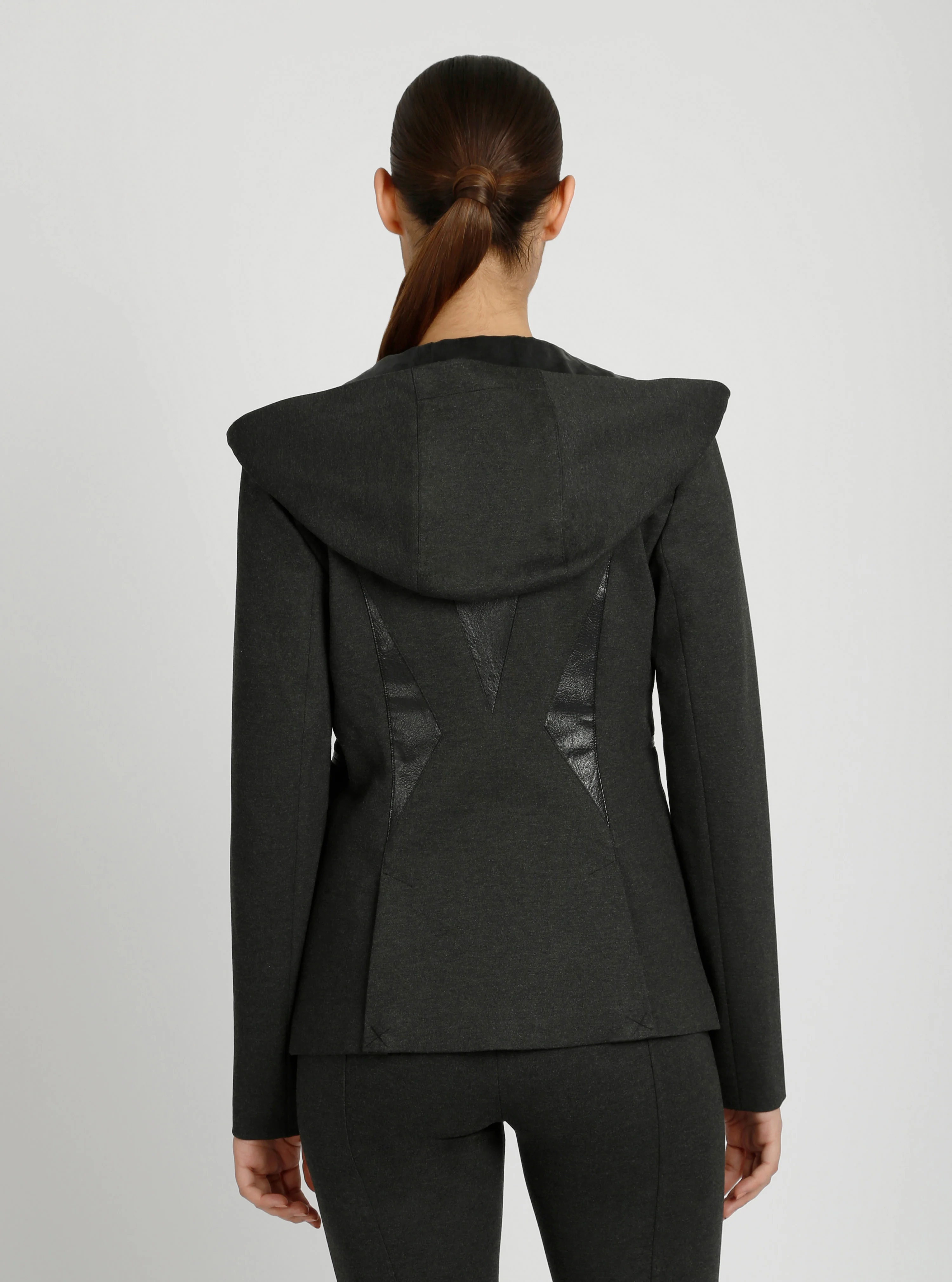 Gayatri Hooded Blazer Dk Heather Gray and MIdnight Plum - Image 3